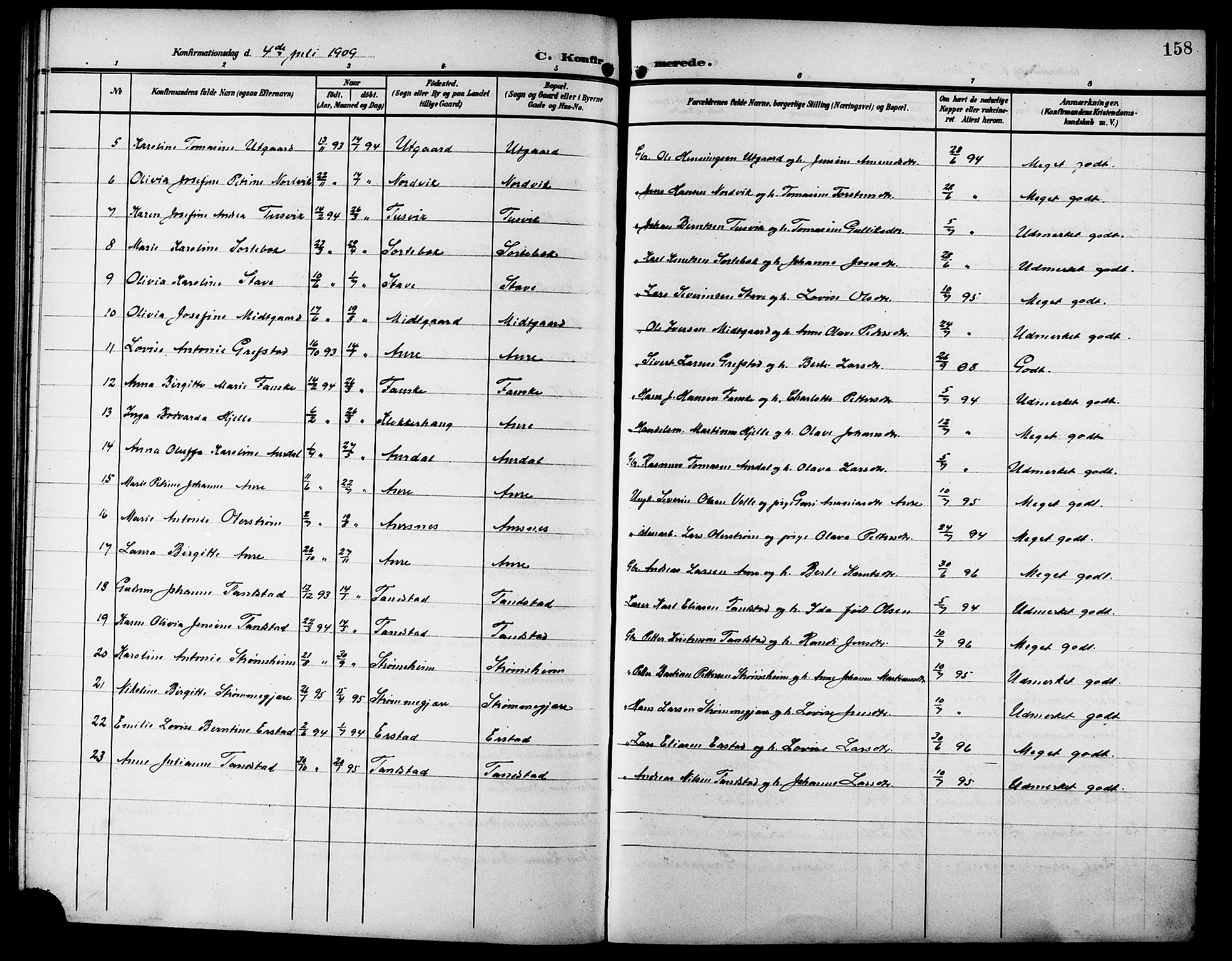 Ministerialprotokoller, klokkerbøker og fødselsregistre - Møre og Romsdal, SAT/A-1454/523/L0341: Parish register (copy) no. 523C04, 1903-1916, p. 158