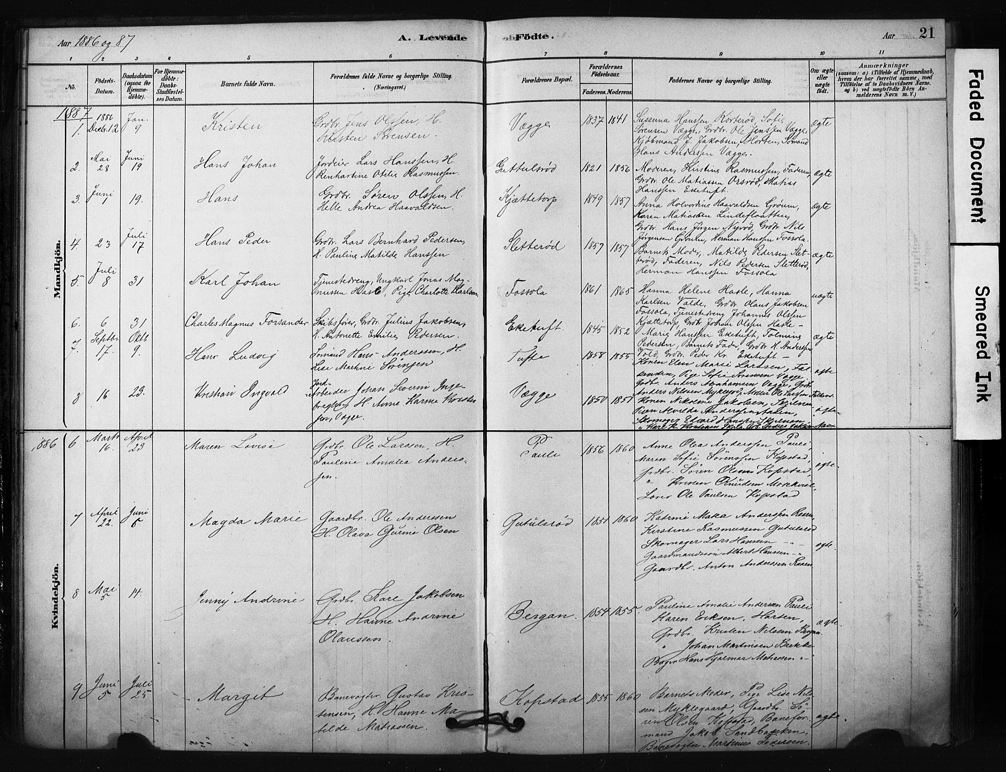 Borre kirkebøker, AV/SAKO-A-338/F/Fc/L0001: Parish register (official) no. III 1, 1878-1896, p. 21