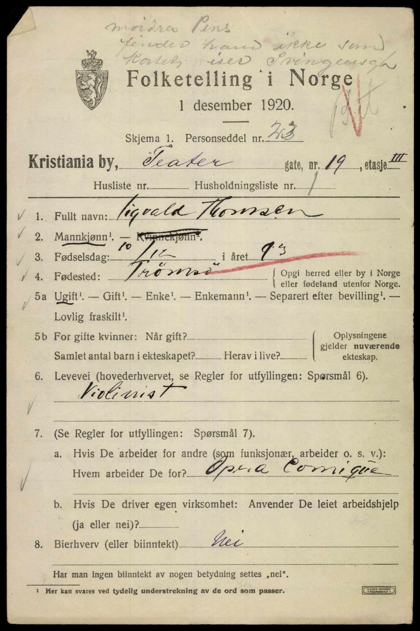 SAO, 1920 census for Kristiania, 1920, p. 564977