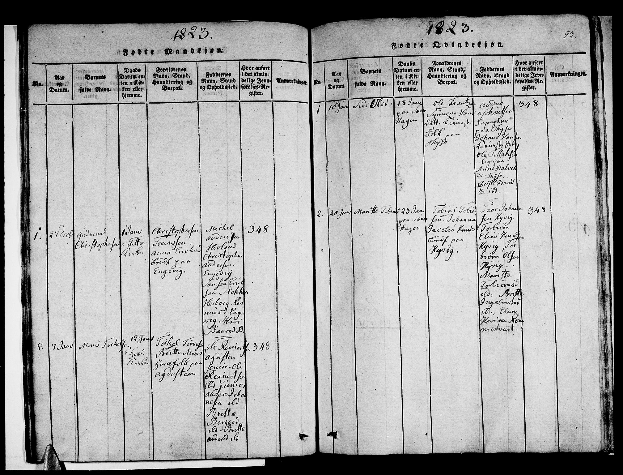 Stord sokneprestembete, AV/SAB-A-78201/H/Haa: Parish register (official) no. A 5, 1816-1825, p. 93