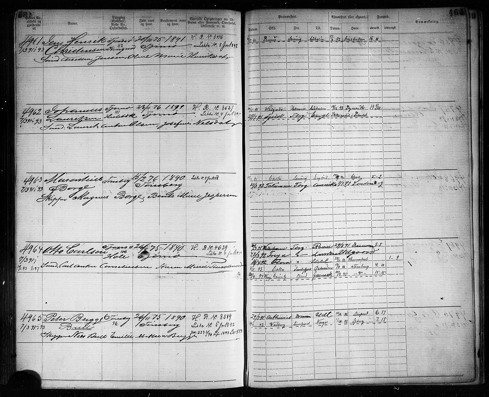 Tønsberg innrulleringskontor, AV/SAKO-A-786/F/Fb/L0007: Annotasjonsrulle Patent nr. 2636-5150, 1881-1892, p. 468