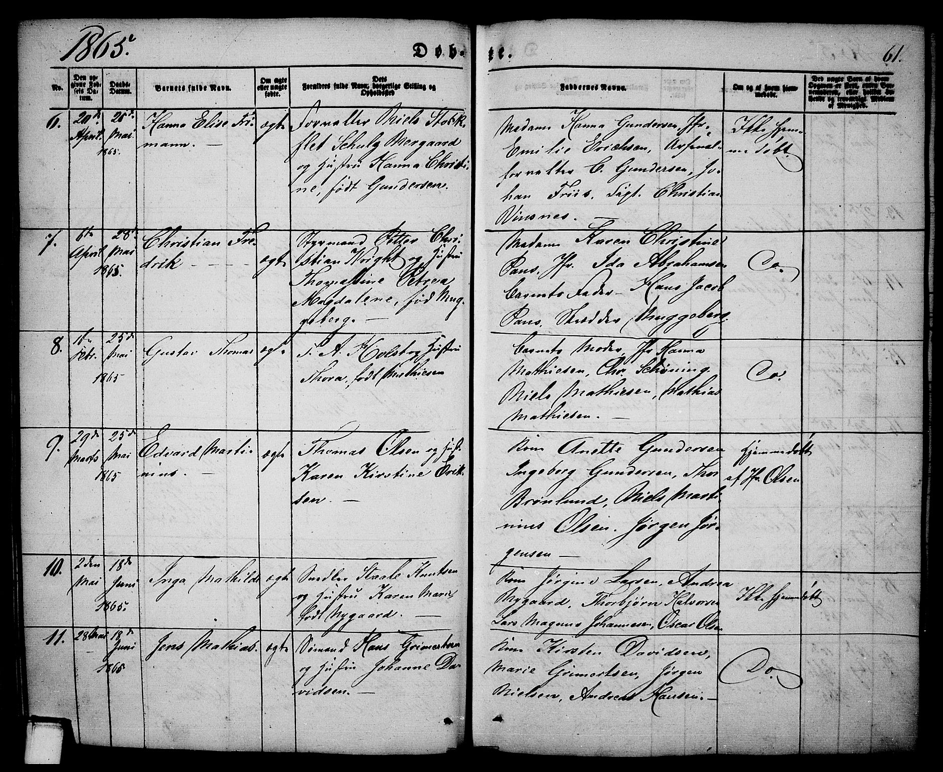Porsgrunn kirkebøker , SAKO/A-104/G/Ga/L0002: Parish register (copy) no. I 2, 1847-1877, p. 61