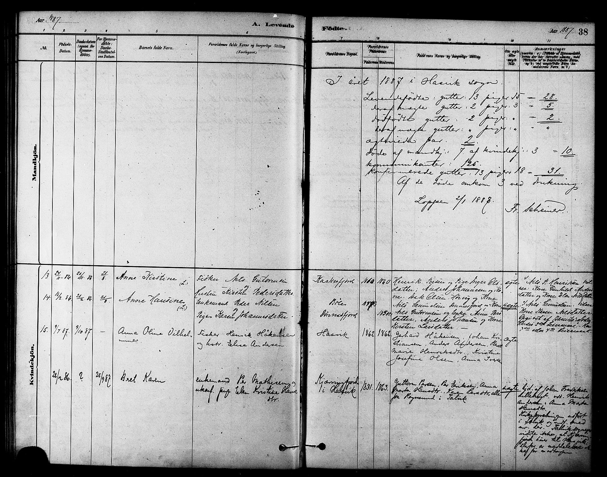 Loppa sokneprestkontor, SATØ/S-1339/H/Ha/L0007kirke: Parish register (official) no. 7, 1879-1889, p. 38