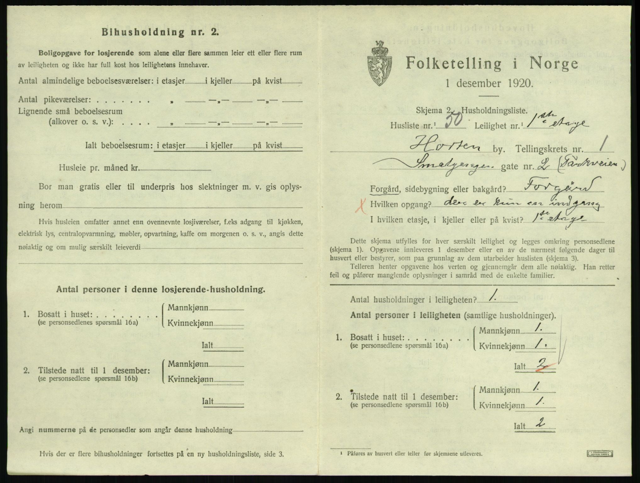 SAKO, 1920 census for Horten, 1920, p. 3133