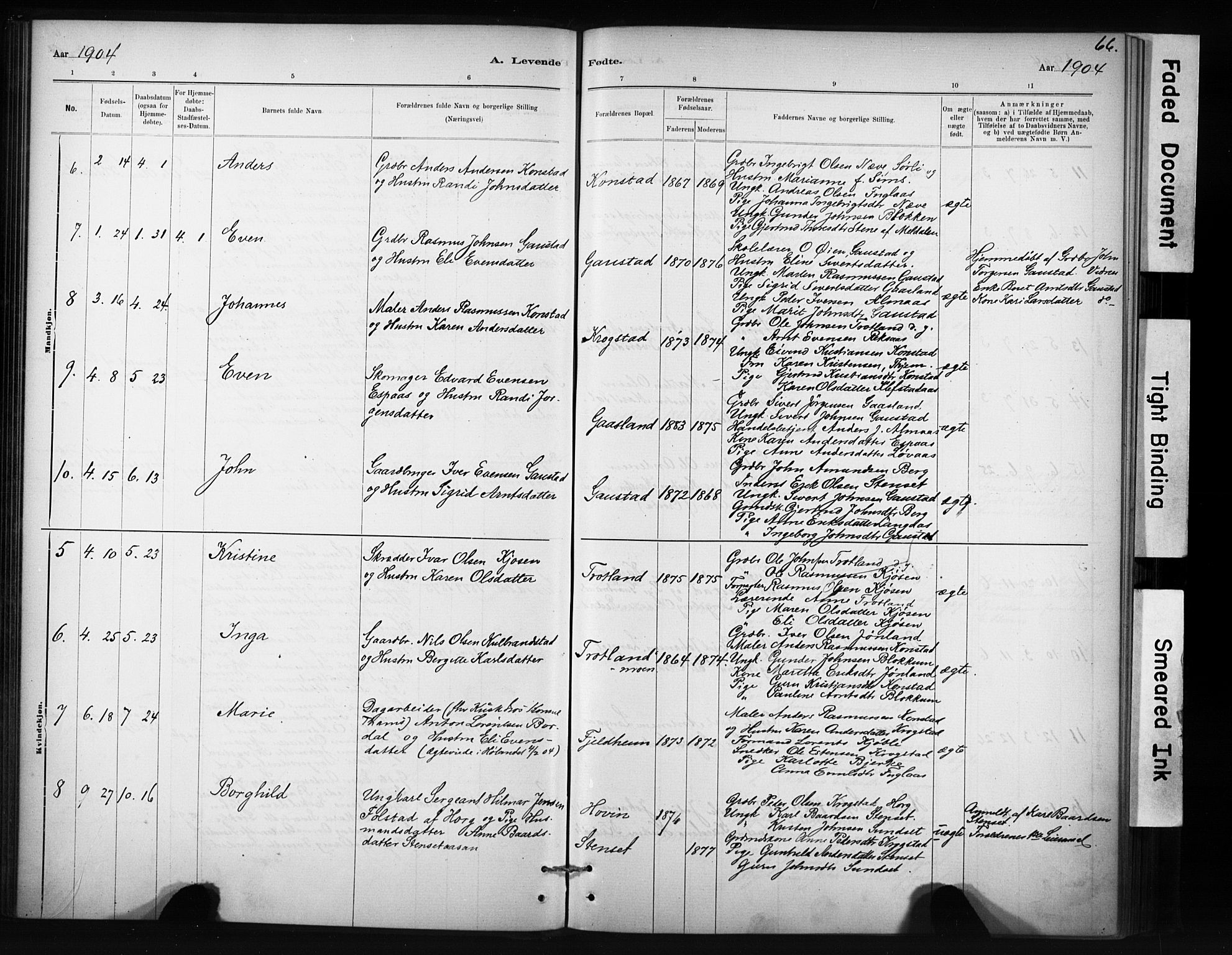 Ministerialprotokoller, klokkerbøker og fødselsregistre - Sør-Trøndelag, SAT/A-1456/694/L1127: Parish register (official) no. 694A01, 1887-1905, p. 66