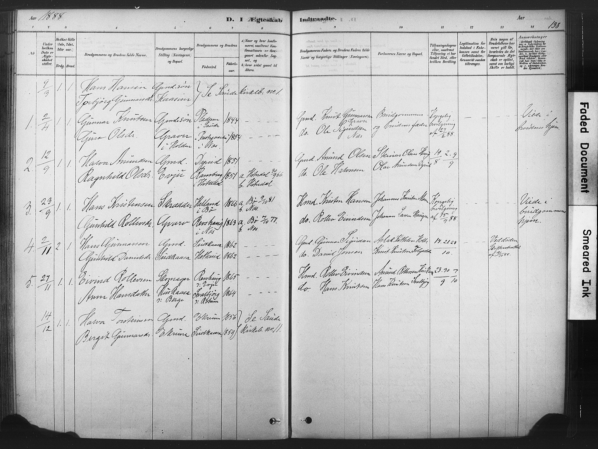 Sauherad kirkebøker, SAKO/A-298/F/Fb/L0002: Parish register (official) no. II 2, 1878-1901, p. 138