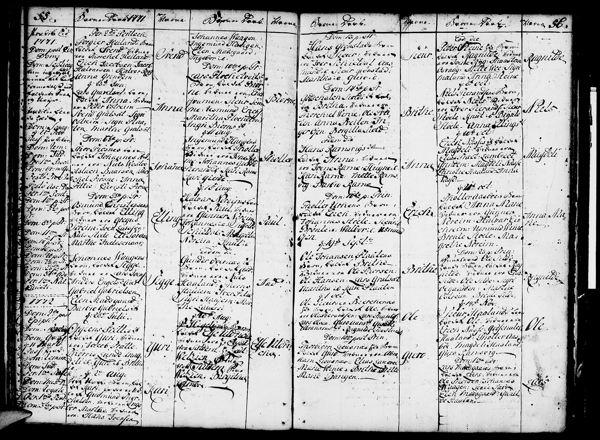 Etne sokneprestembete, AV/SAB-A-75001/H/Haa: Parish register (official) no. A 3 /1, 1755-1782, p. 55-56