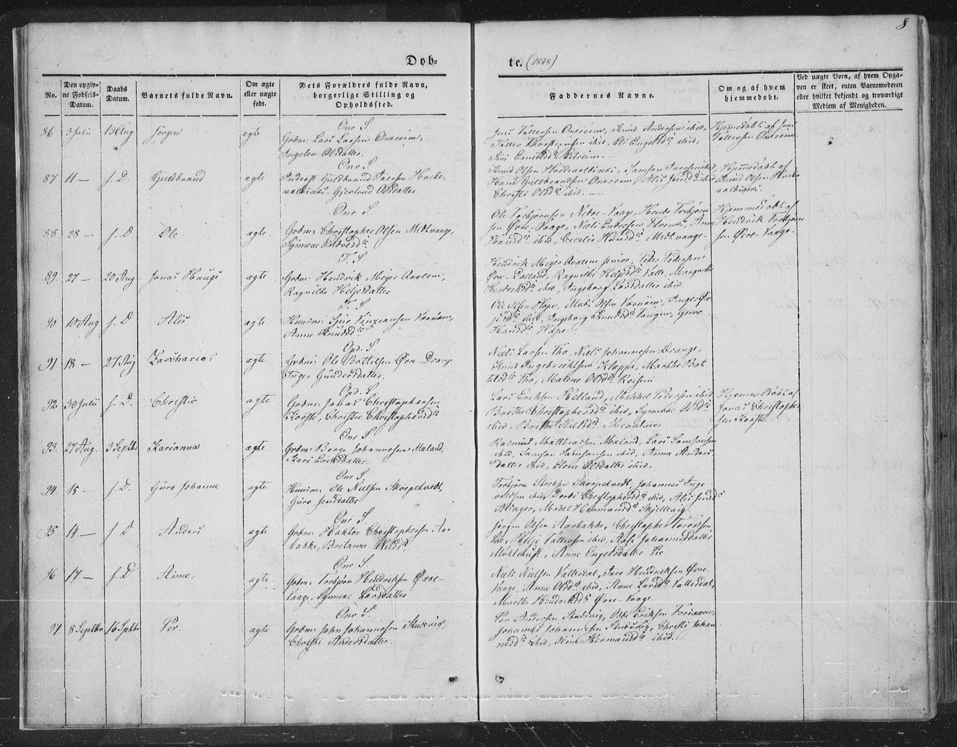 Tysnes sokneprestembete, SAB/A-78601/H/Haa: Parish register (official) no. A 10, 1848-1859, p. 8