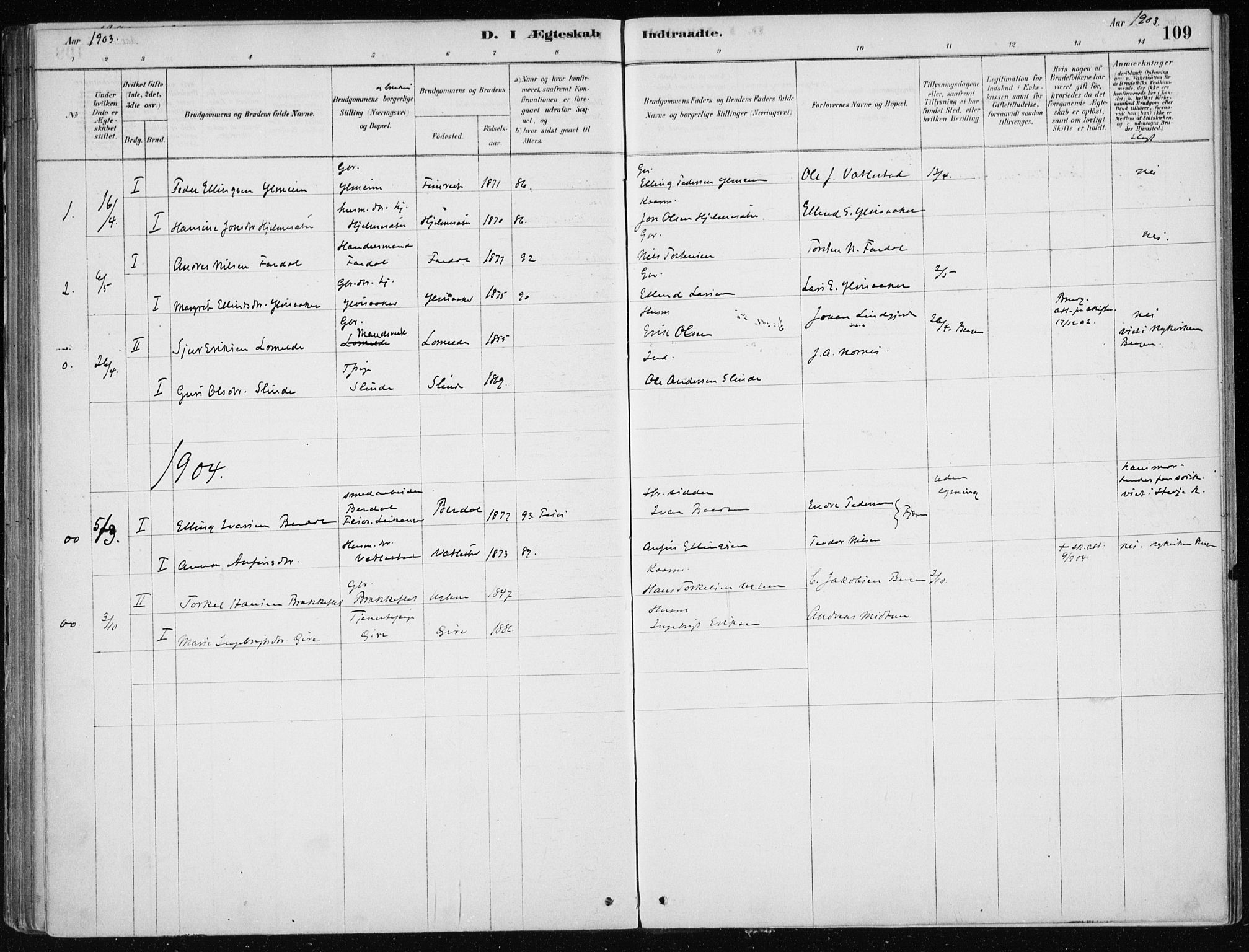 Sogndal sokneprestembete, SAB/A-81301/H/Haa/Haac/L0001: Parish register (official) no. C 1, 1878-1907, p. 109