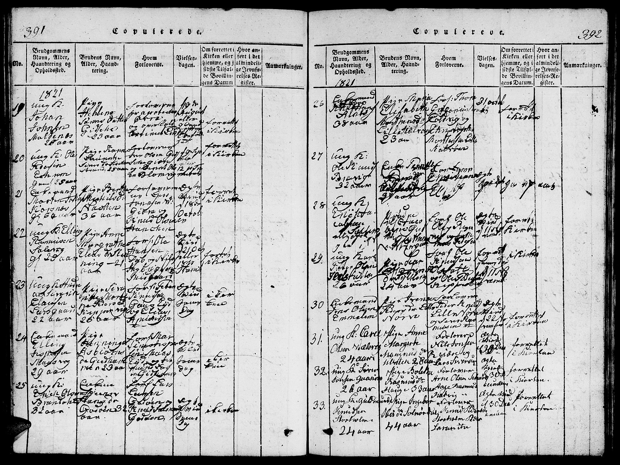 Ministerialprotokoller, klokkerbøker og fødselsregistre - Møre og Romsdal, AV/SAT-A-1454/528/L0423: Parish register (copy) no. 528C04, 1816-1827, p. 391-392