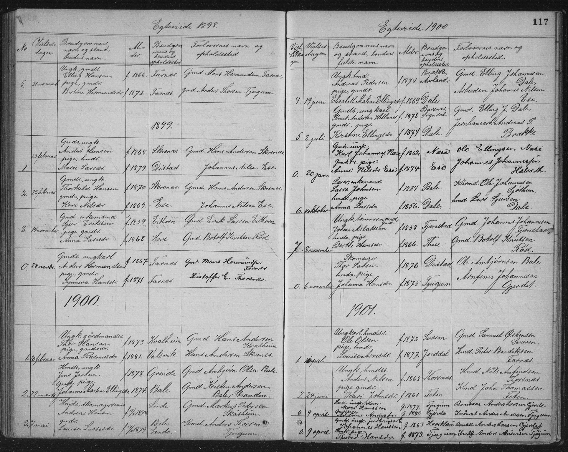 Balestrand sokneprestembete, SAB/A-79601/H/Hab/Haba/L0002: Parish register (copy) no. A 2, 1880-1919, p. 117
