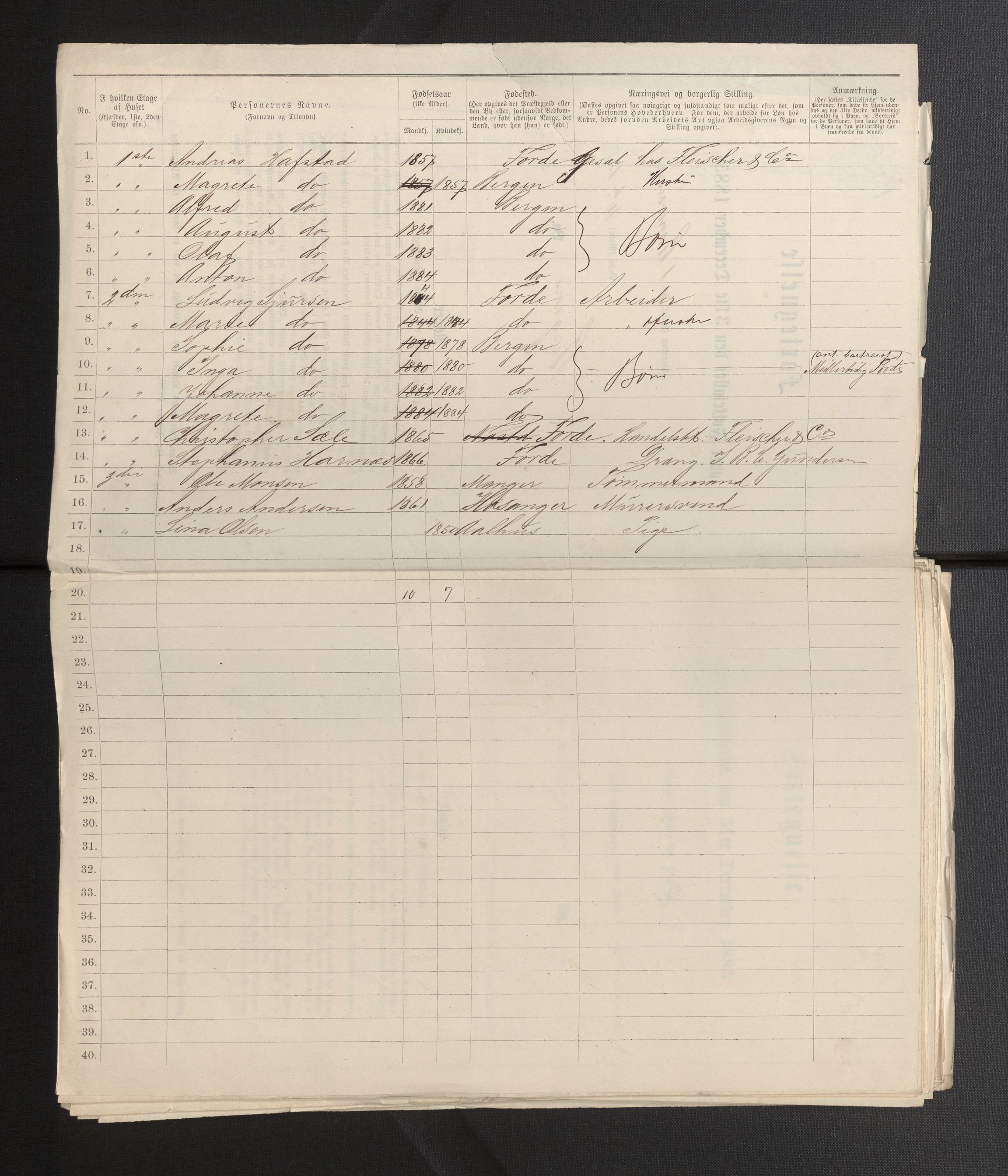 SAB, 1885 census for 1301 Bergen, 1885, p. 325