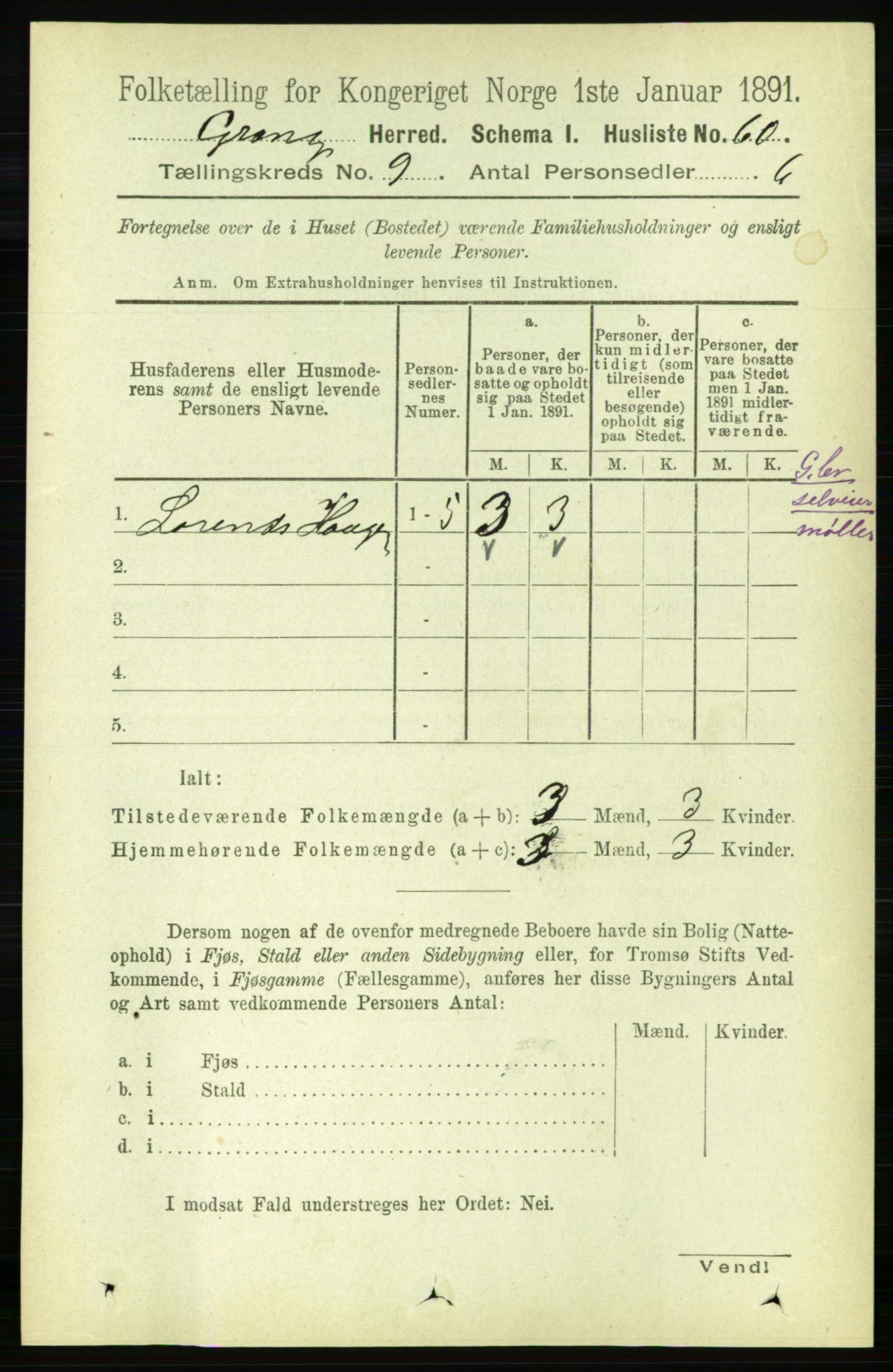 RA, 1891 census for 1742 Grong, 1891, p. 3128