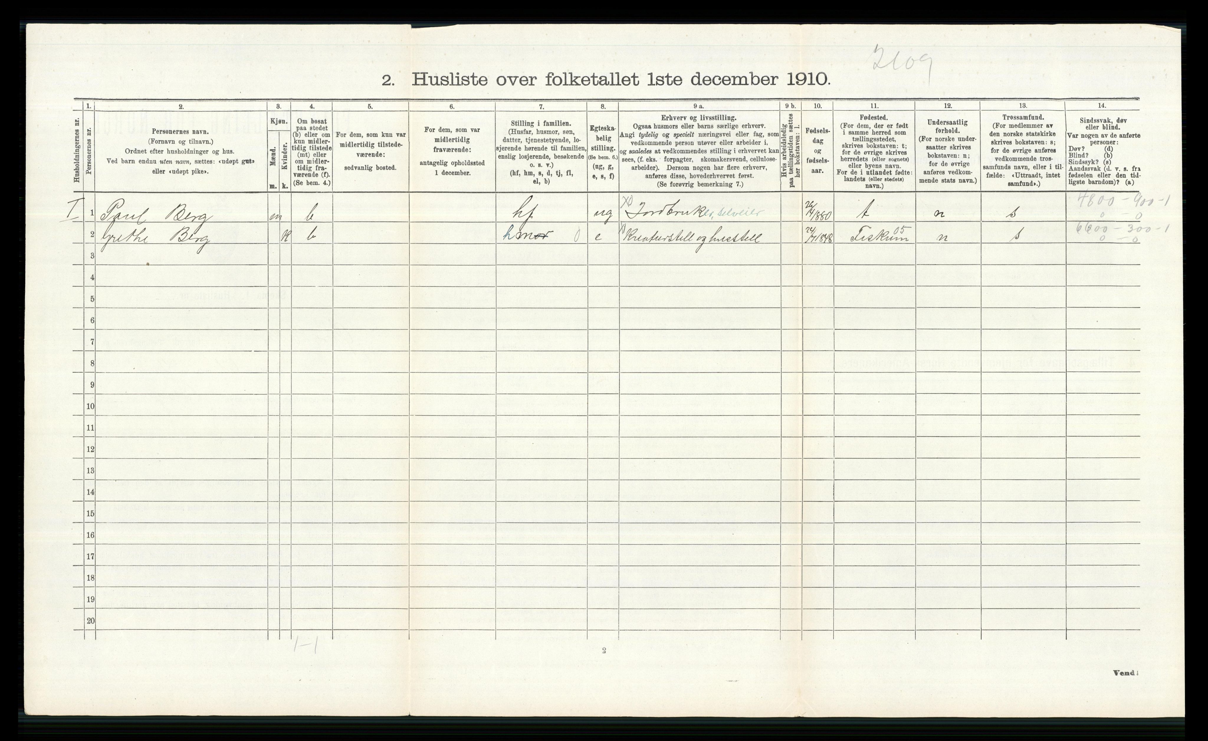 RA, 1910 census for Øvre Eiker, 1910, p. 1190