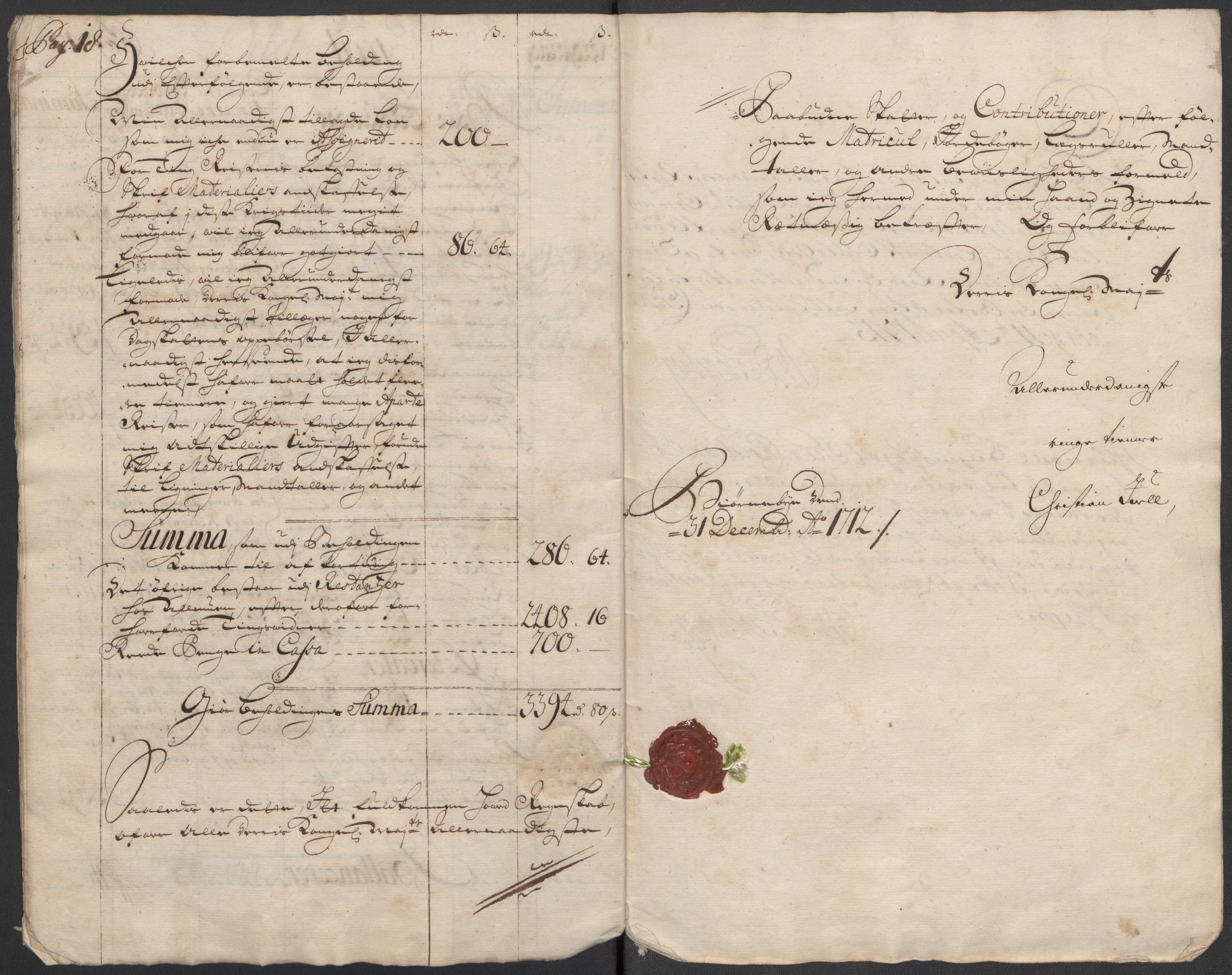 Rentekammeret inntil 1814, Reviderte regnskaper, Fogderegnskap, RA/EA-4092/R13/L0849: Fogderegnskap Solør, Odal og Østerdal, 1712, p. 12