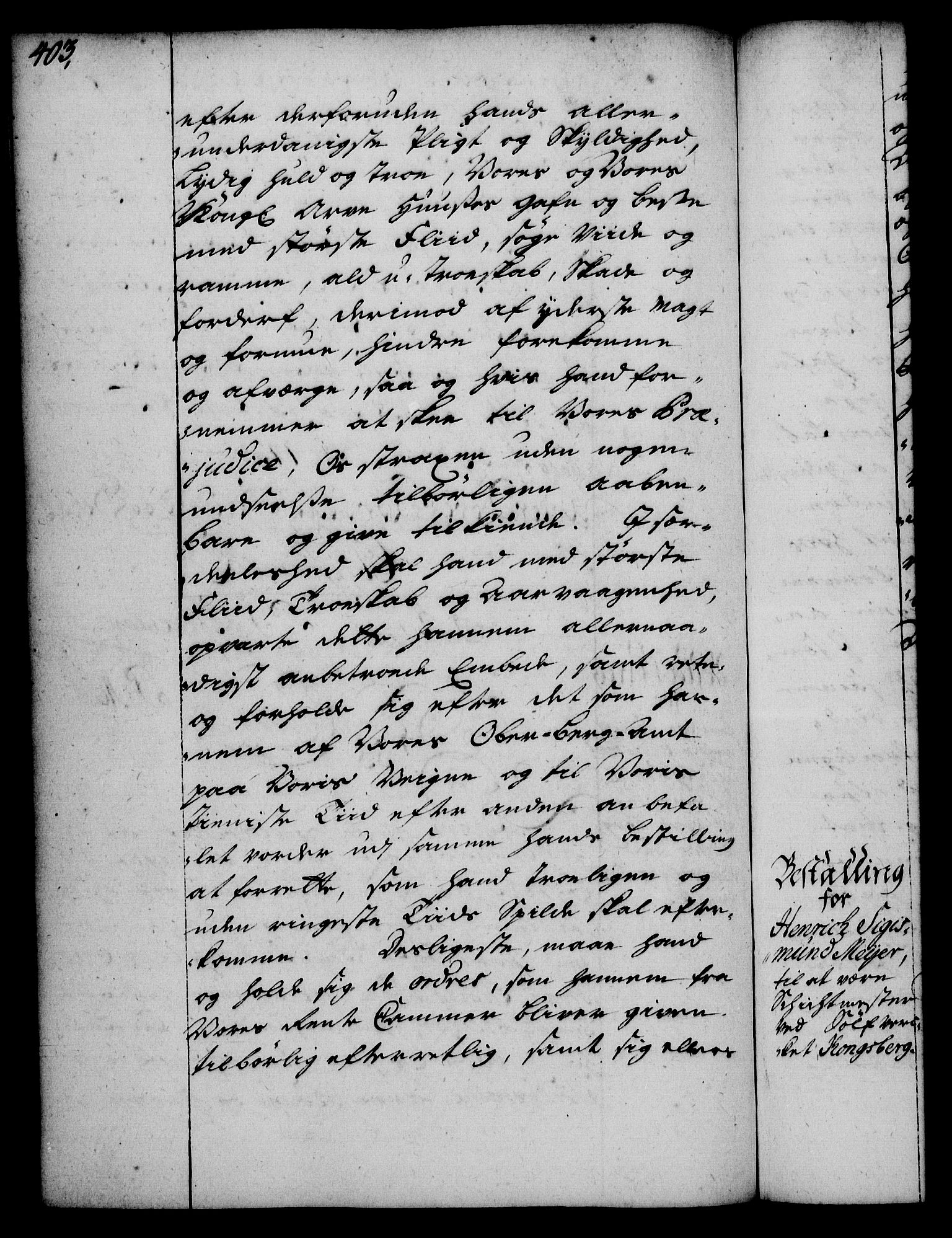 Rentekammeret, Kammerkanselliet, RA/EA-3111/G/Gg/Gge/L0002: Norsk bestallingsprotokoll med register (merket RK 53.26), 1730-1744, p. 403