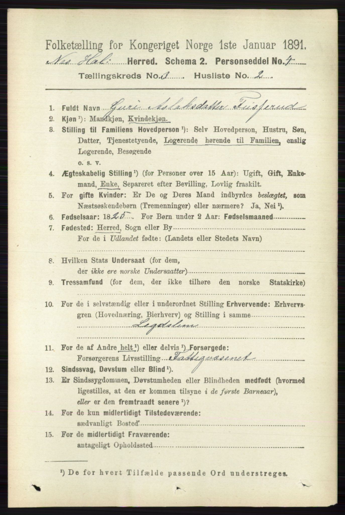 RA, 1891 census for 0616 Nes, 1891, p. 1522