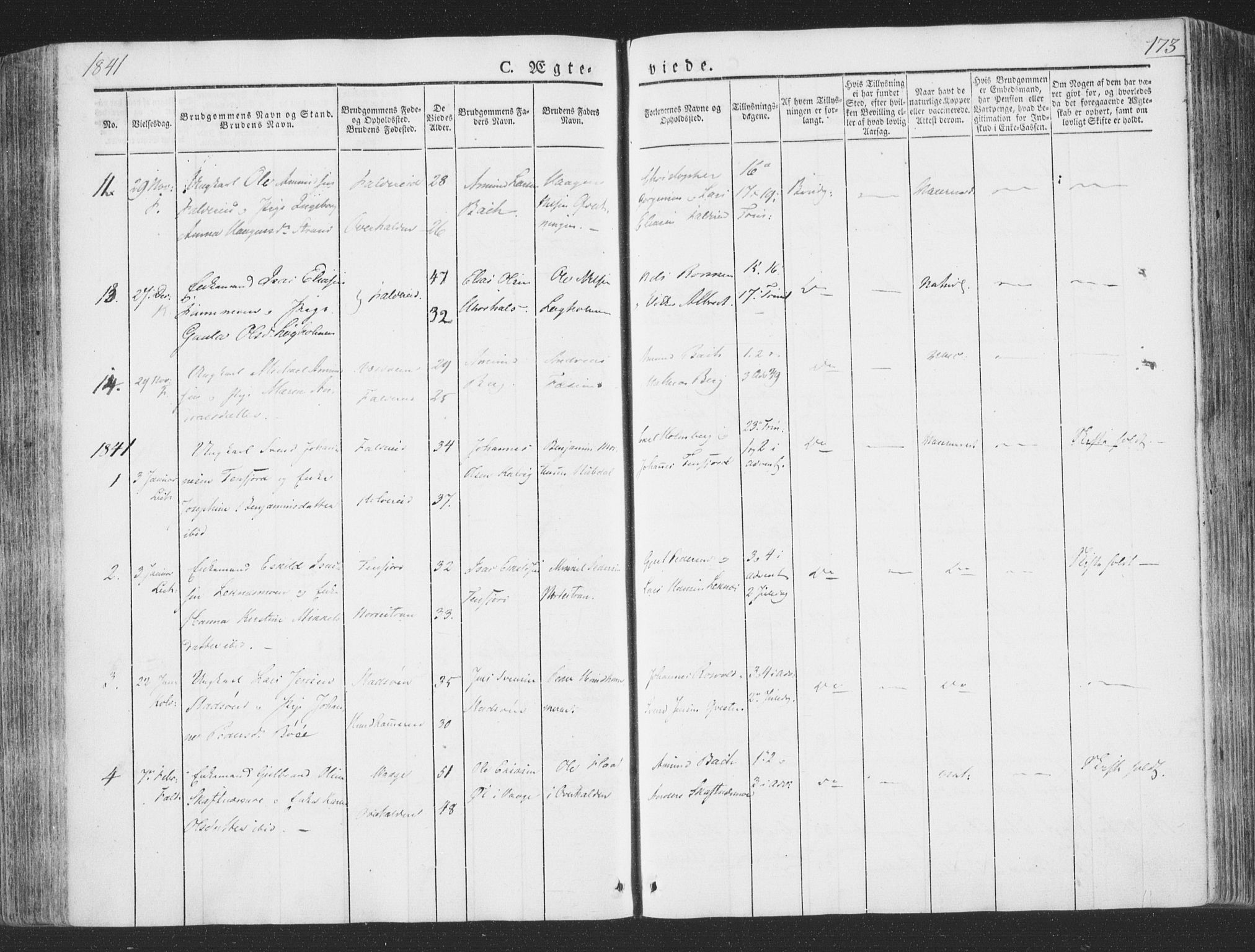 Ministerialprotokoller, klokkerbøker og fødselsregistre - Nord-Trøndelag, SAT/A-1458/780/L0639: Parish register (official) no. 780A04, 1830-1844, p. 173