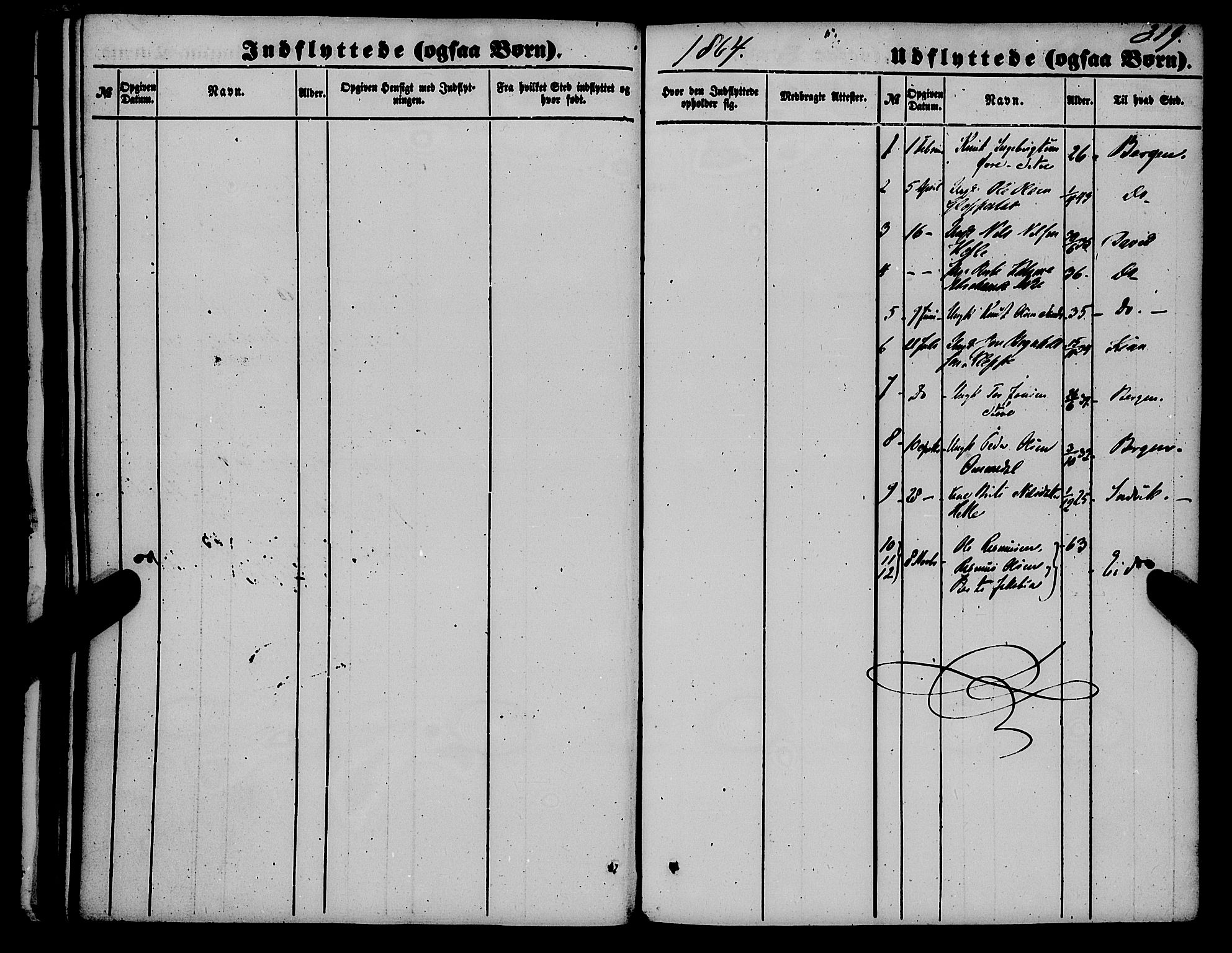 Gloppen sokneprestembete, SAB/A-80101/H/Haa/Haaa/L0009: Parish register (official) no. A 9, 1855-1870, p. 319