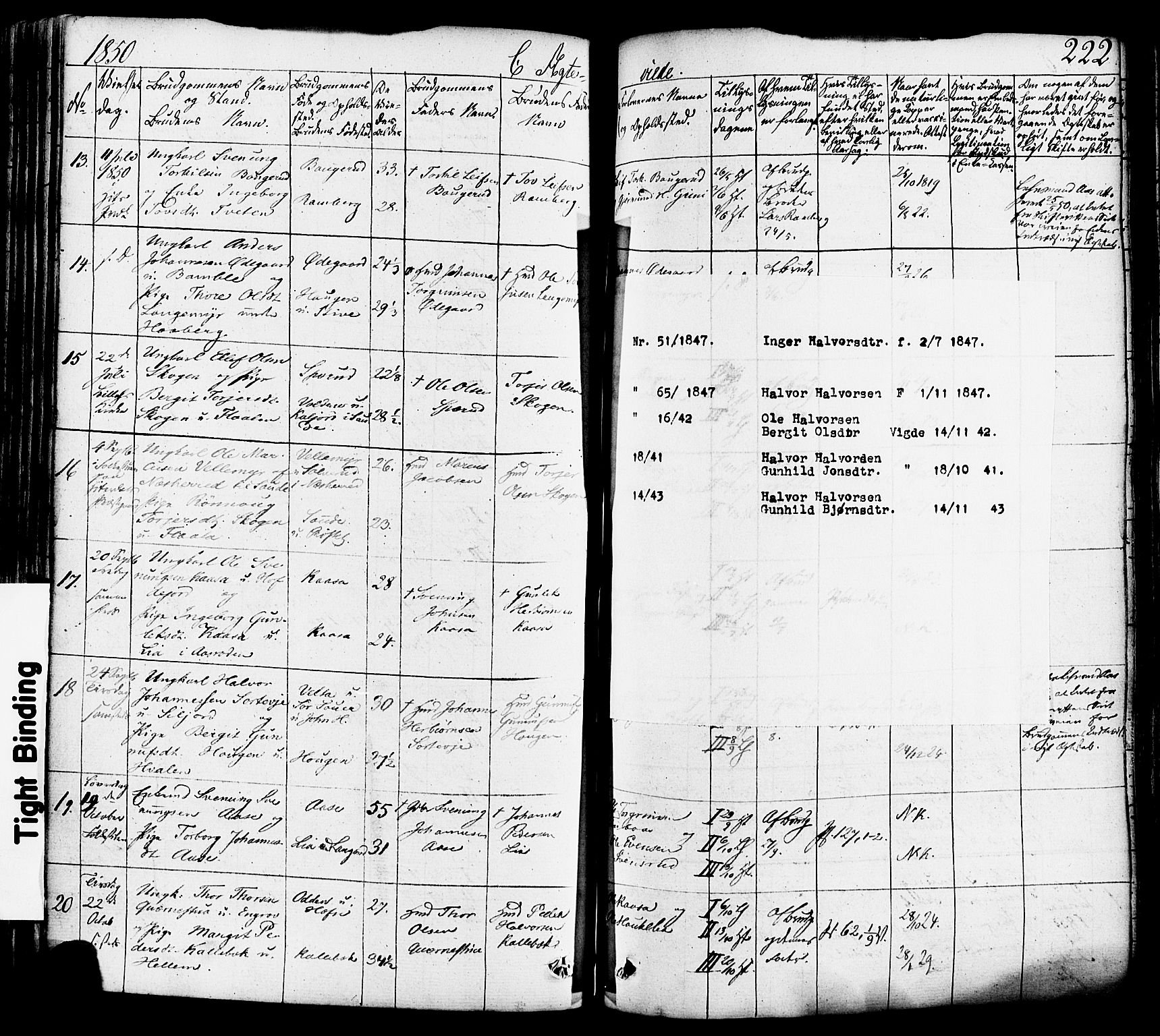 Heddal kirkebøker, AV/SAKO-A-268/F/Fa/L0006: Parish register (official) no. I 6, 1837-1854, p. 222