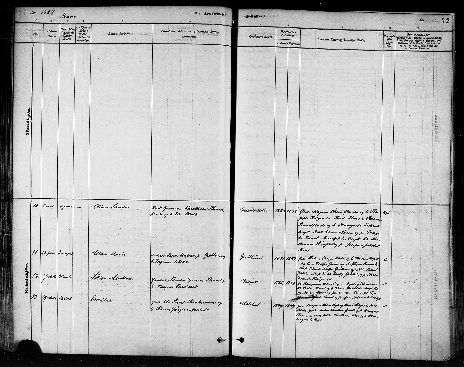 Ministerialprotokoller, klokkerbøker og fødselsregistre - Nord-Trøndelag, SAT/A-1458/746/L0449: Parish register (official) no. 746A07 /2, 1878-1899, p. 72