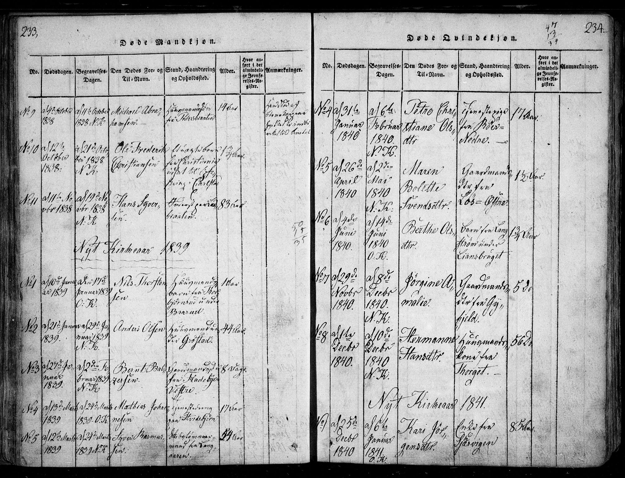 Nesodden prestekontor Kirkebøker, AV/SAO-A-10013/F/Fa/L0006: Parish register (official) no. I 6, 1814-1847, p. 233-234