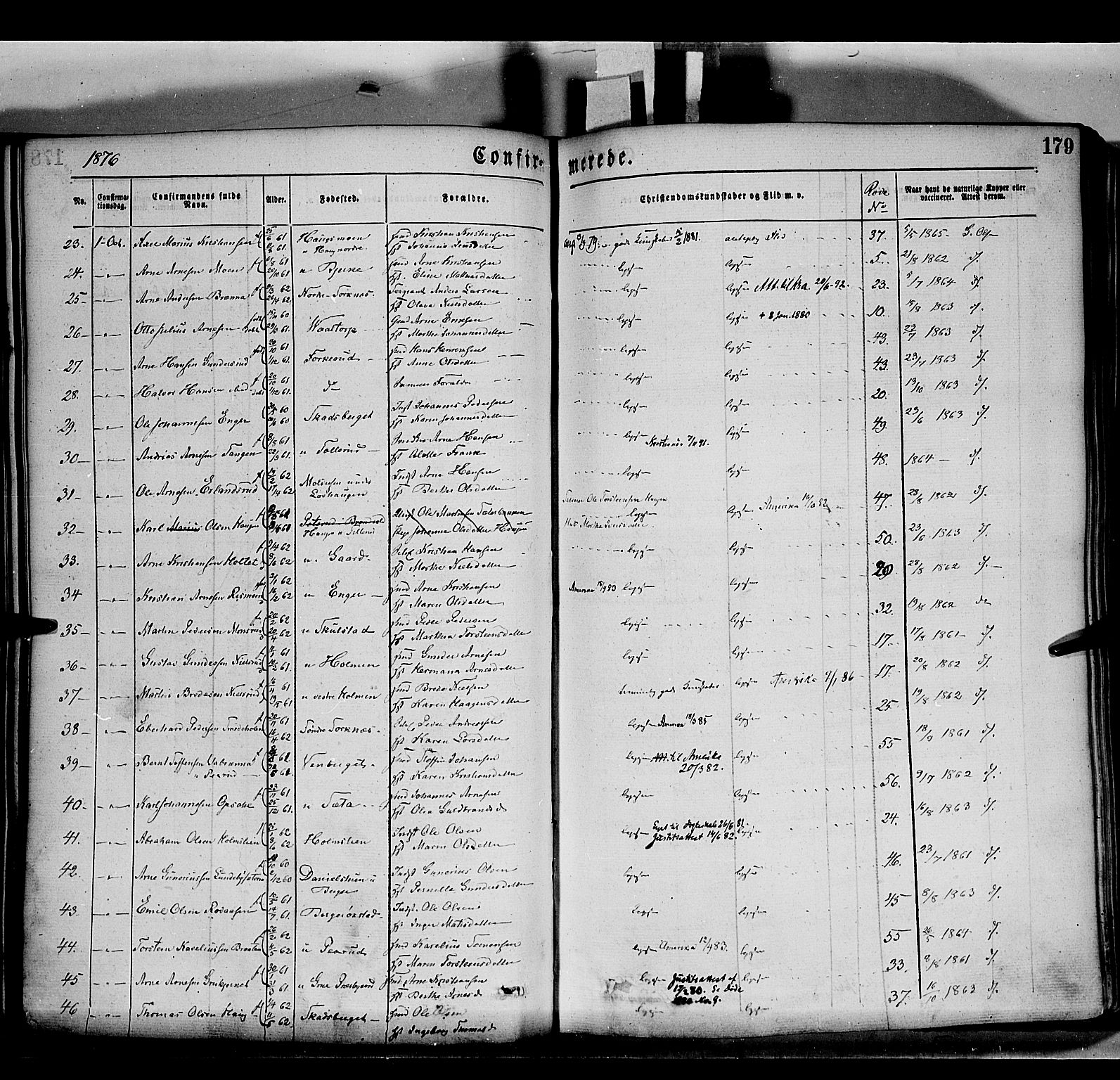Grue prestekontor, SAH/PREST-036/H/Ha/Haa/L0011: Parish register (official) no. 11, 1873-1880, p. 179