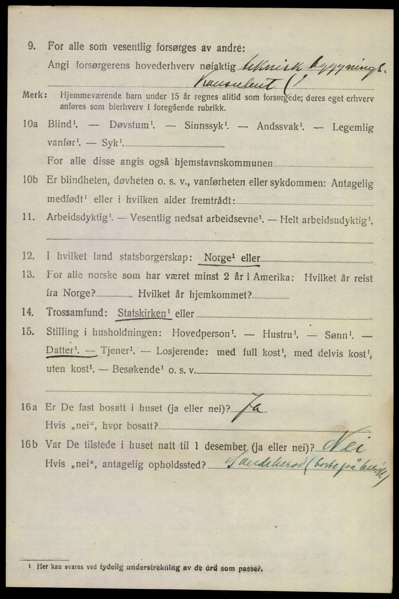 SAKO, 1920 census for Sandeherred, 1920, p. 9221
