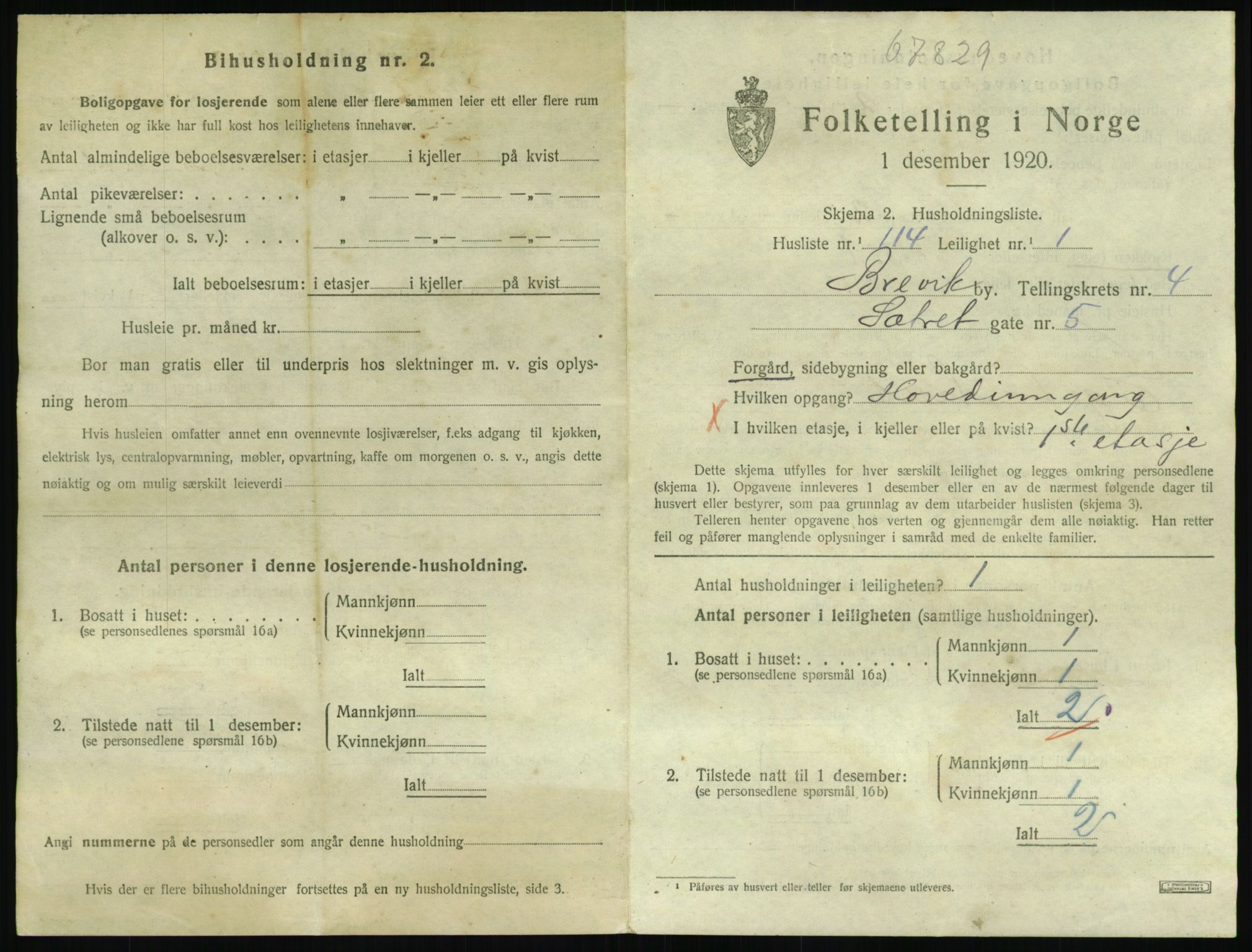 SAKO, 1920 census for Brevik, 1920, p. 2138