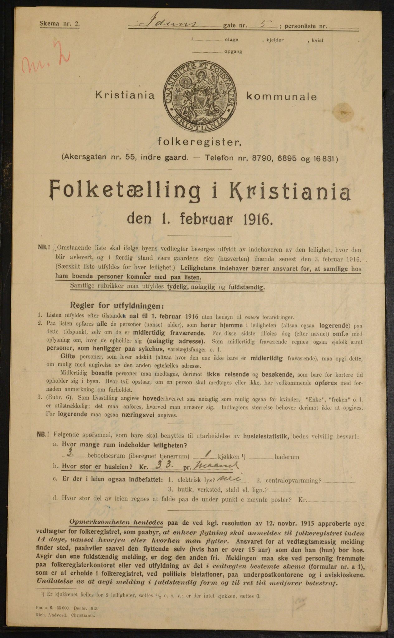 OBA, Municipal Census 1916 for Kristiania, 1916, p. 44080