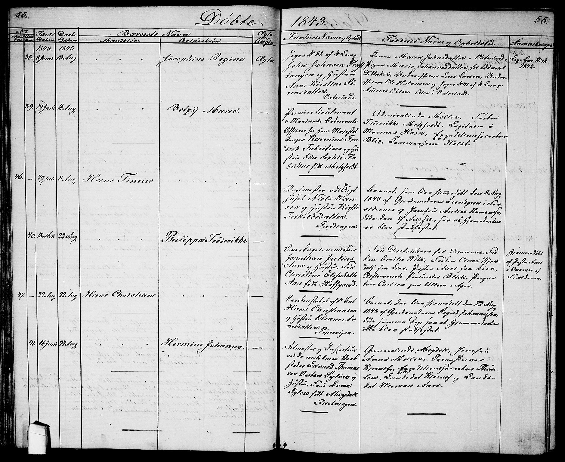 Garnisonsmenigheten Kirkebøker, SAO/A-10846/G/Ga/L0005: Parish register (copy) no. 5, 1841-1860, p. 55