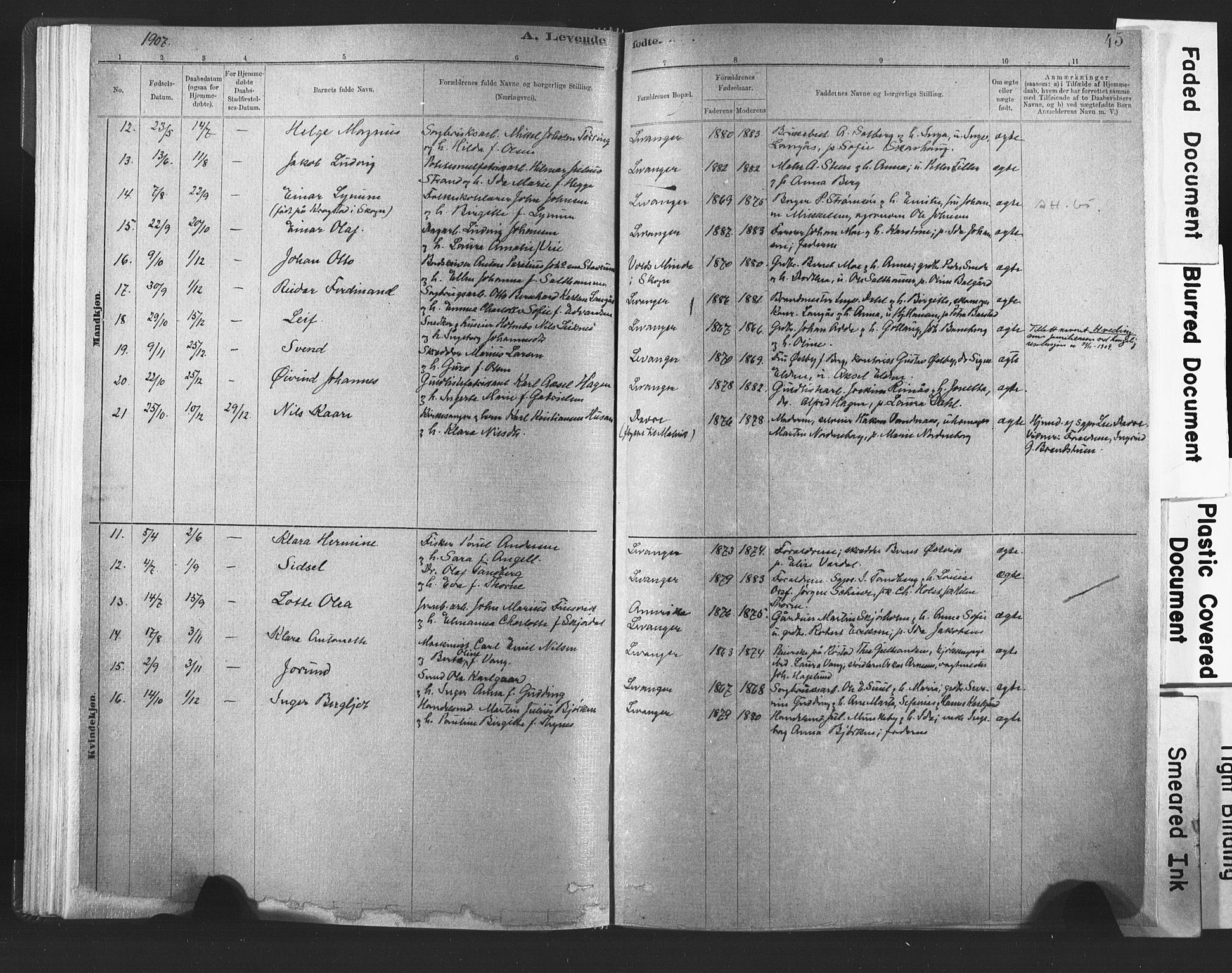 Ministerialprotokoller, klokkerbøker og fødselsregistre - Nord-Trøndelag, AV/SAT-A-1458/720/L0189: Parish register (official) no. 720A05, 1880-1911, p. 45