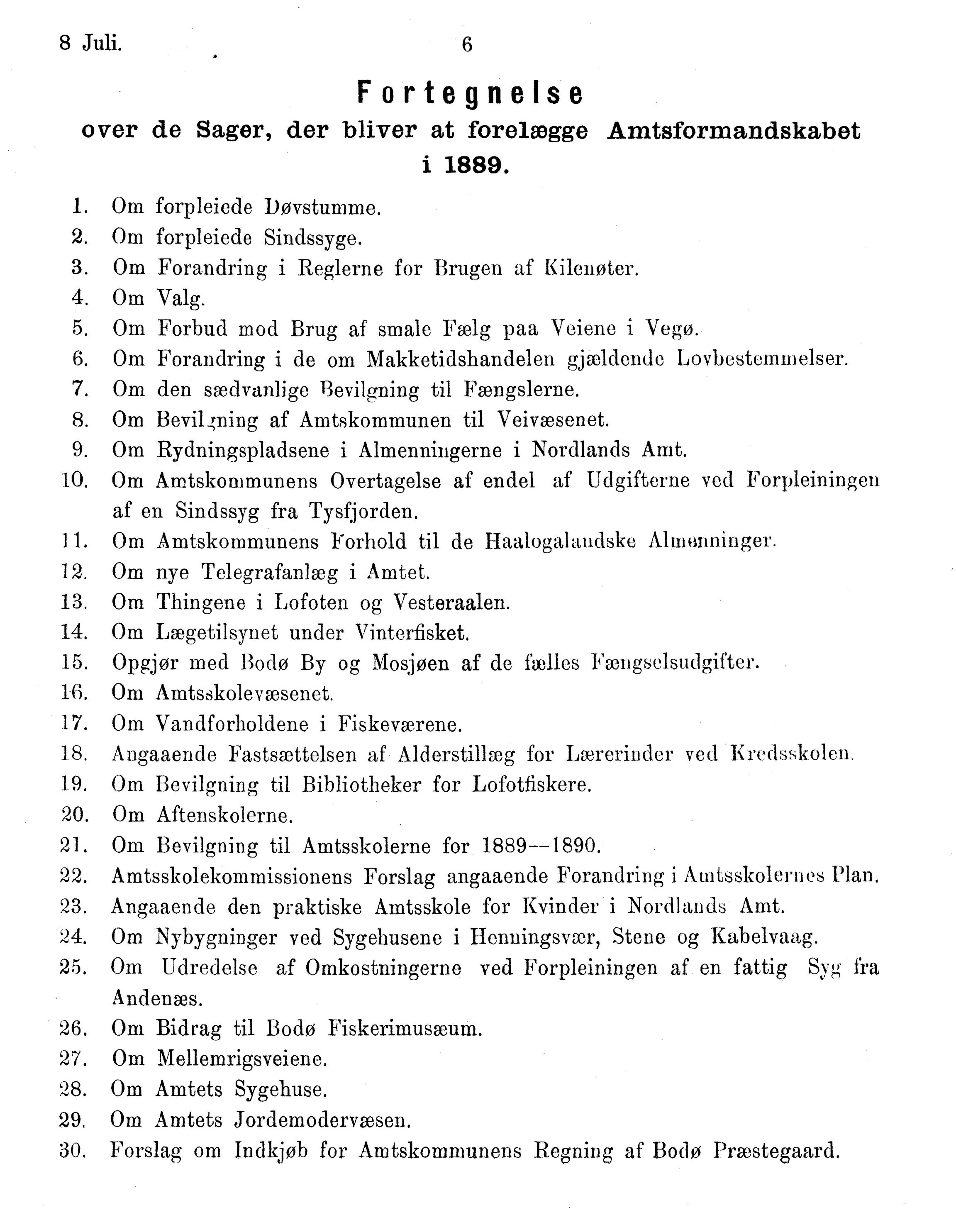 Nordland Fylkeskommune. Fylkestinget, AIN/NFK-17/176/A/Ac/L0015: Fylkestingsforhandlinger 1886-1890, 1886-1890