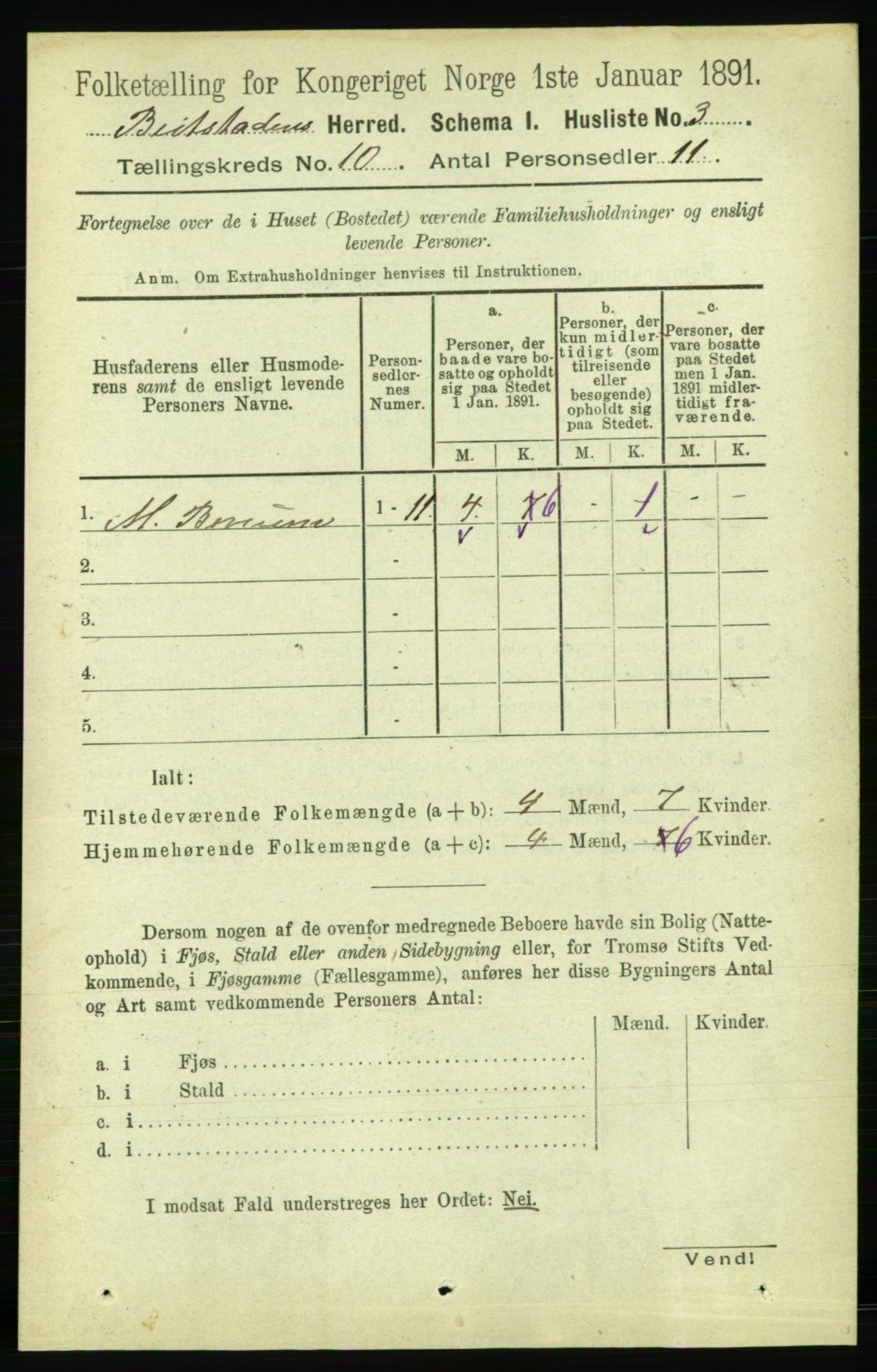 RA, 1891 census for 1727 Beitstad, 1891, p. 2688