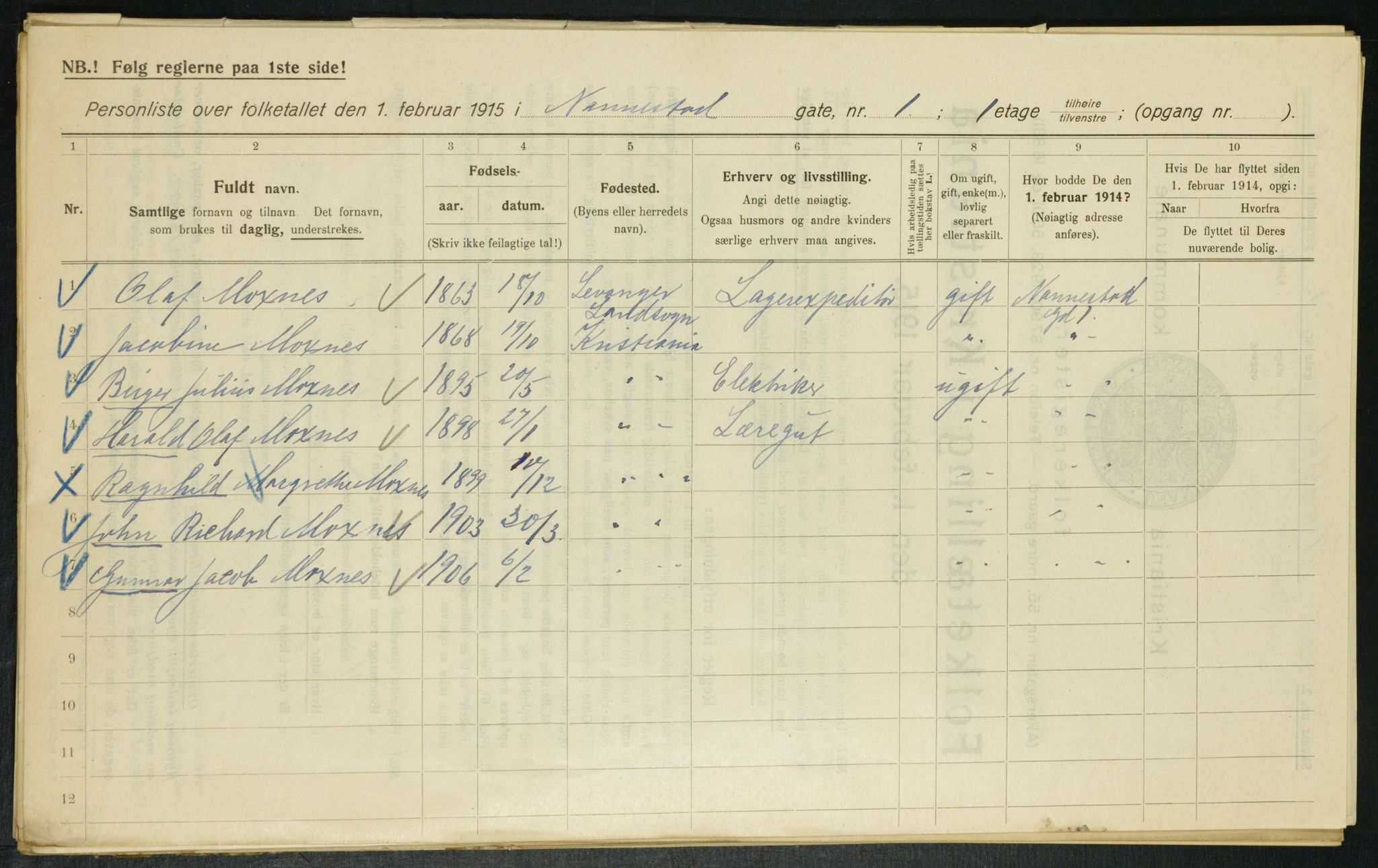 OBA, Municipal Census 1915 for Kristiania, 1915, p. 68468