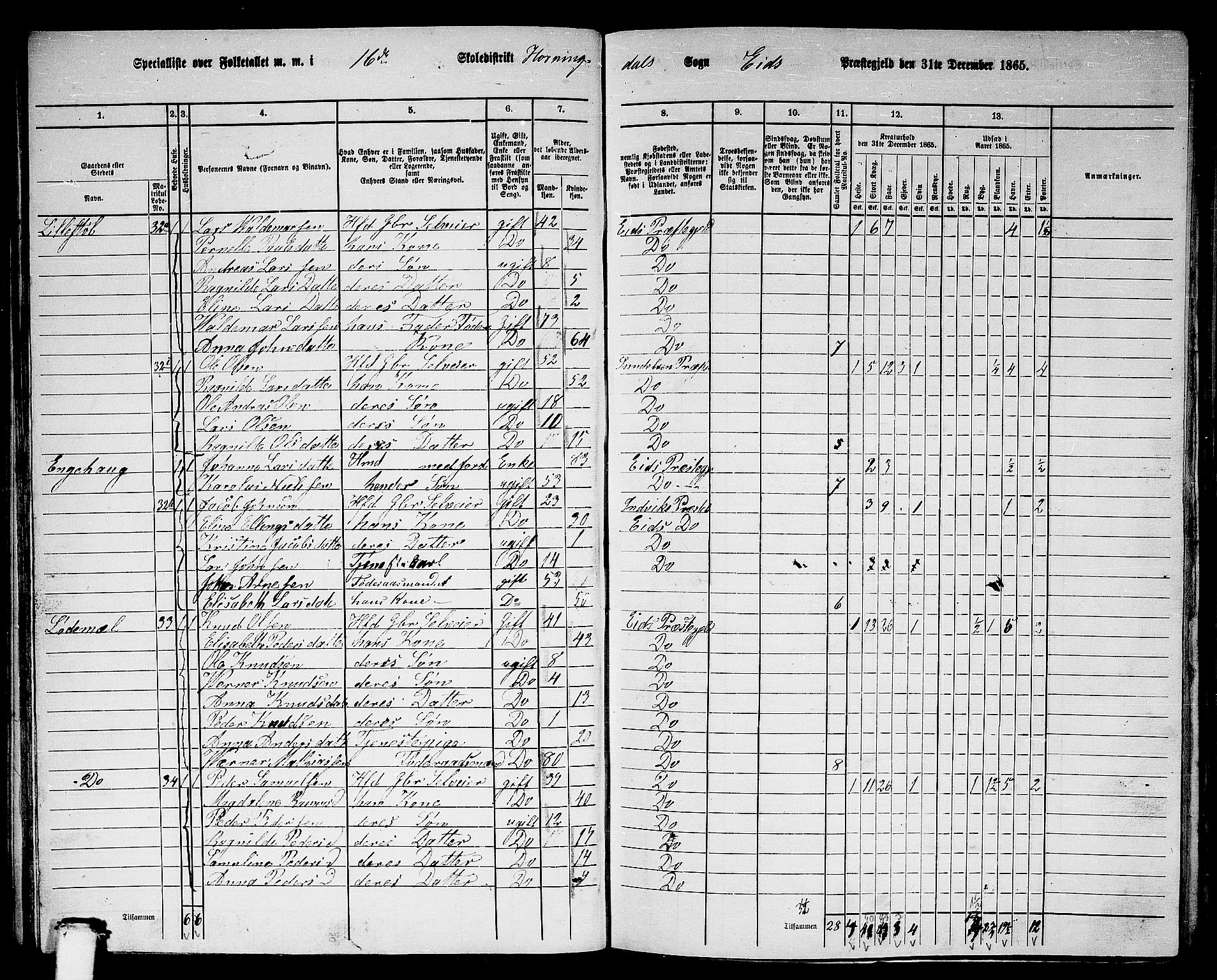 RA, 1865 census for Eid, 1865, p. 65