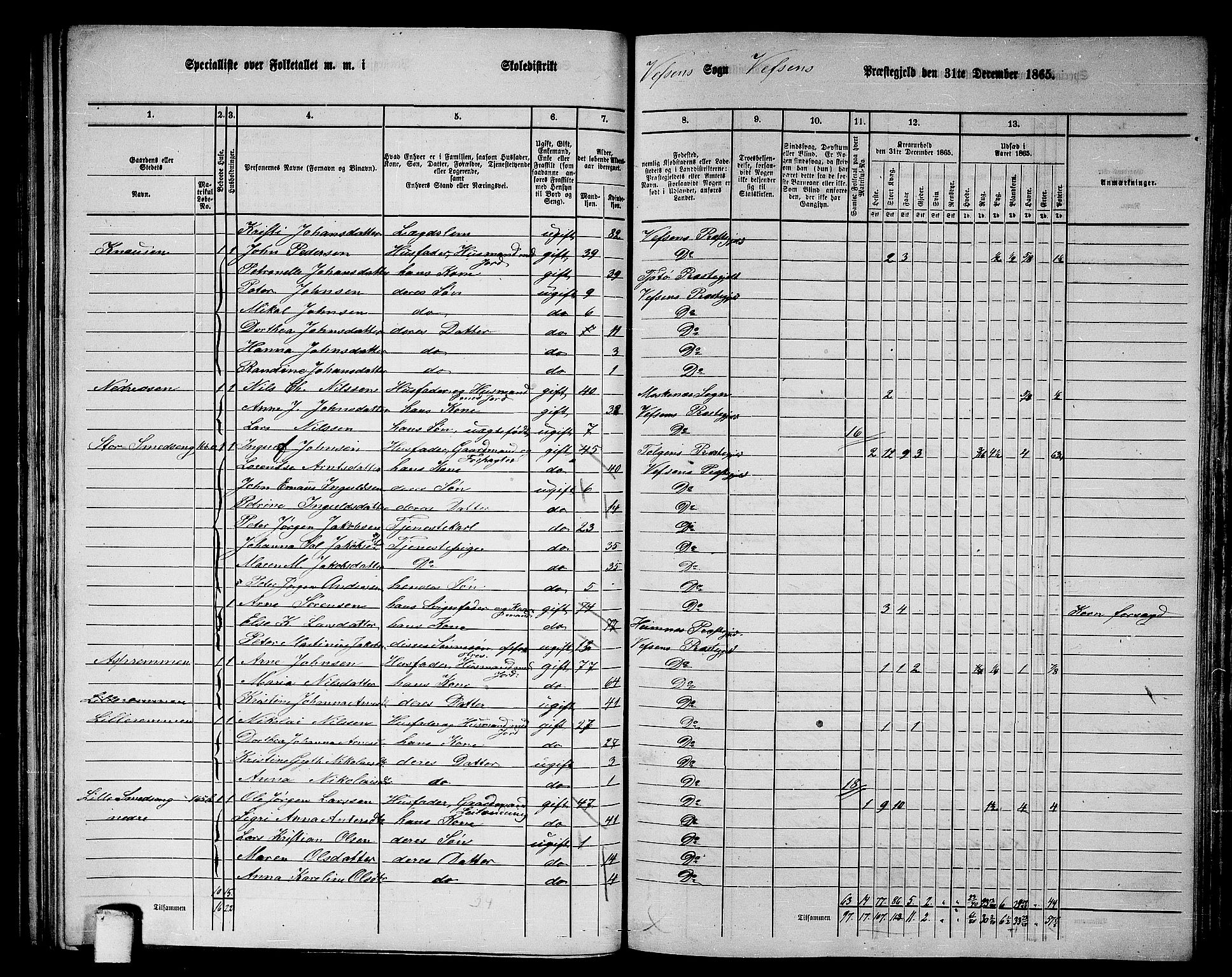 RA, 1865 census for Vefsn, 1865, p. 136