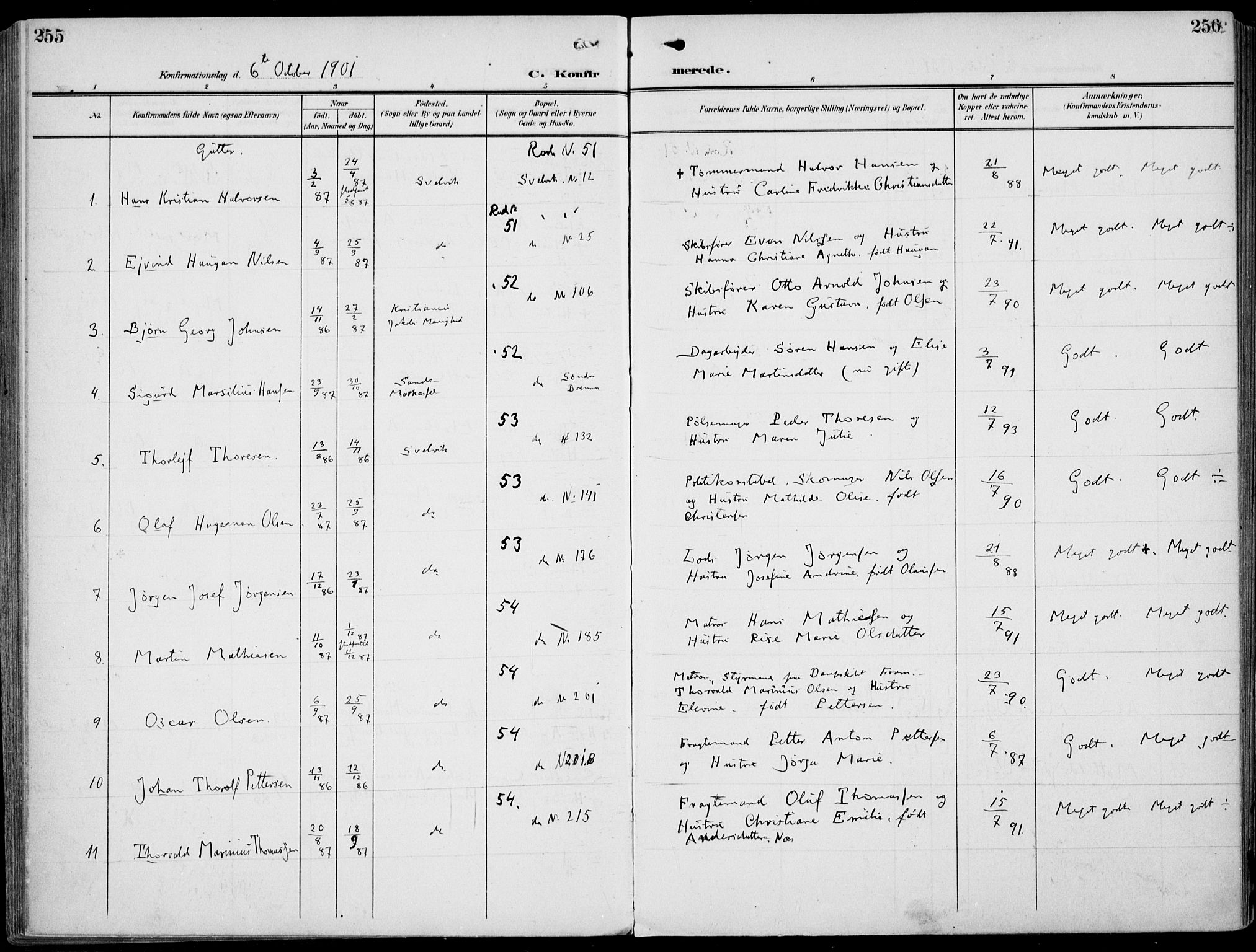 Strømm kirkebøker, AV/SAKO-A-322/F/Fb/L0002: Parish register (official) no. II 2, 1900-1919, p. 255-256