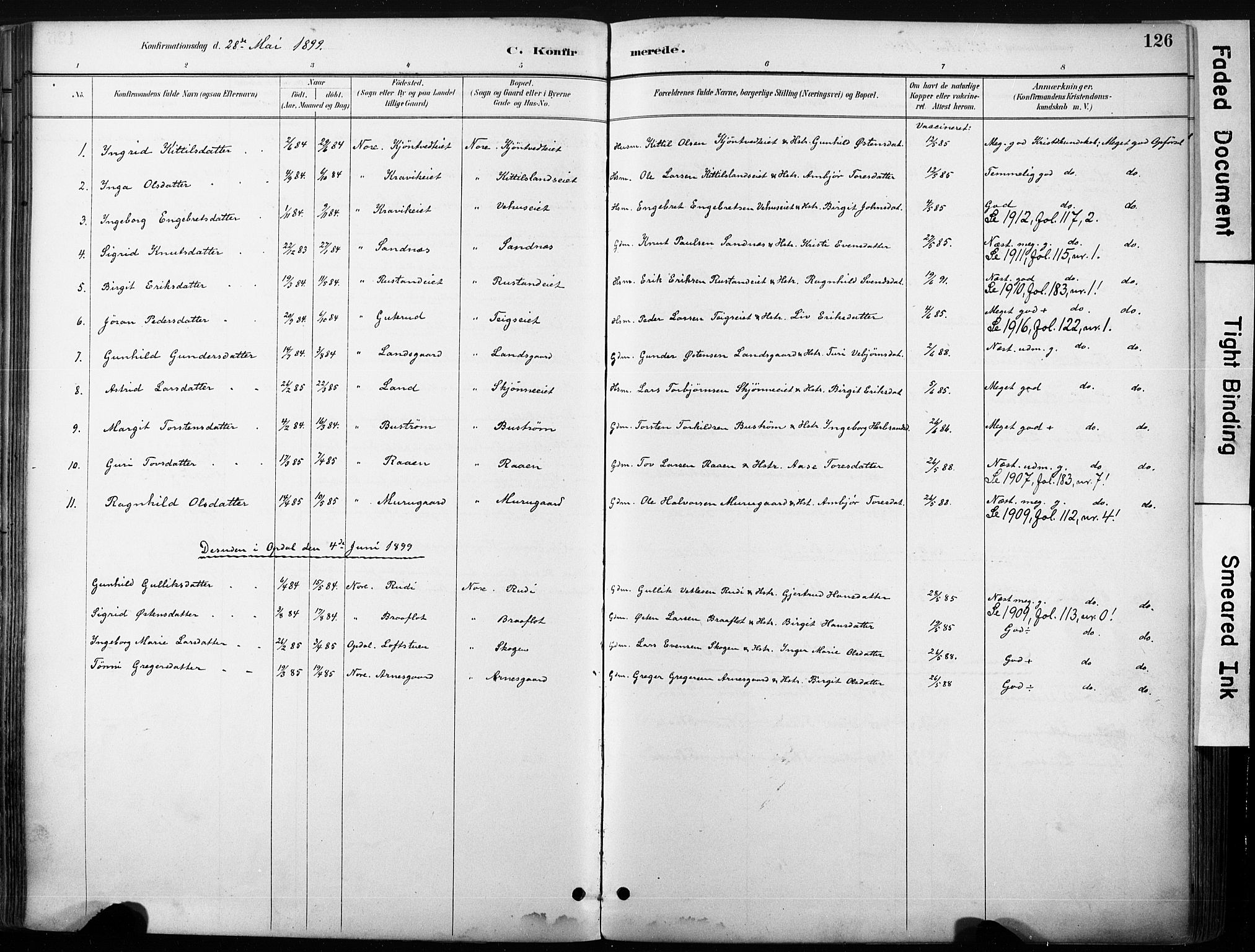 Nore kirkebøker, SAKO/A-238/F/Fb/L0002: Parish register (official) no. II 2, 1886-1906, p. 126