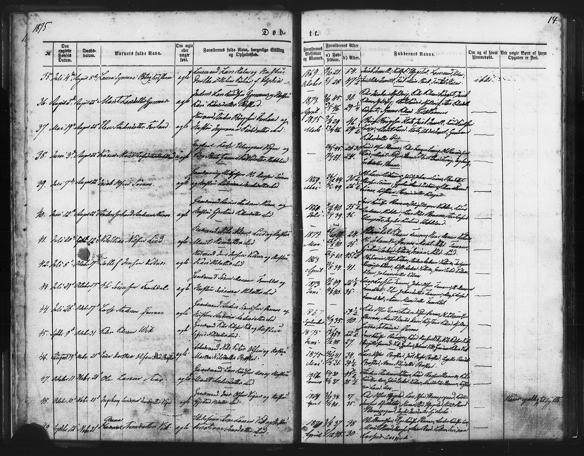 Ministerialprotokoller, klokkerbøker og fødselsregistre - Møre og Romsdal, AV/SAT-A-1454/539/L0530: Parish register (official) no. 539A03, 1872-1886, p. 14