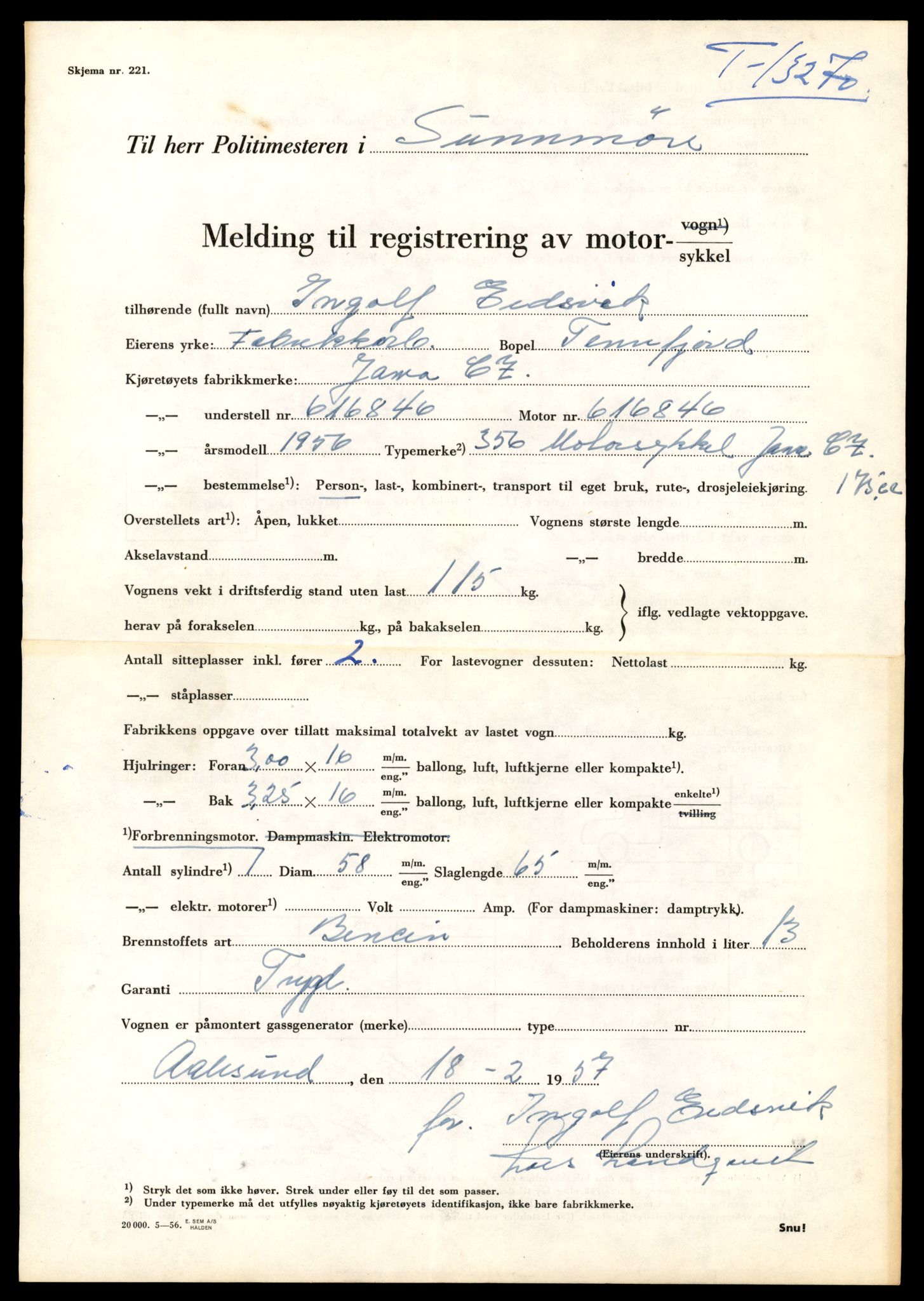 Møre og Romsdal vegkontor - Ålesund trafikkstasjon, AV/SAT-A-4099/F/Fe/L0038: Registreringskort for kjøretøy T 13180 - T 13360, 1927-1998, p. 1493