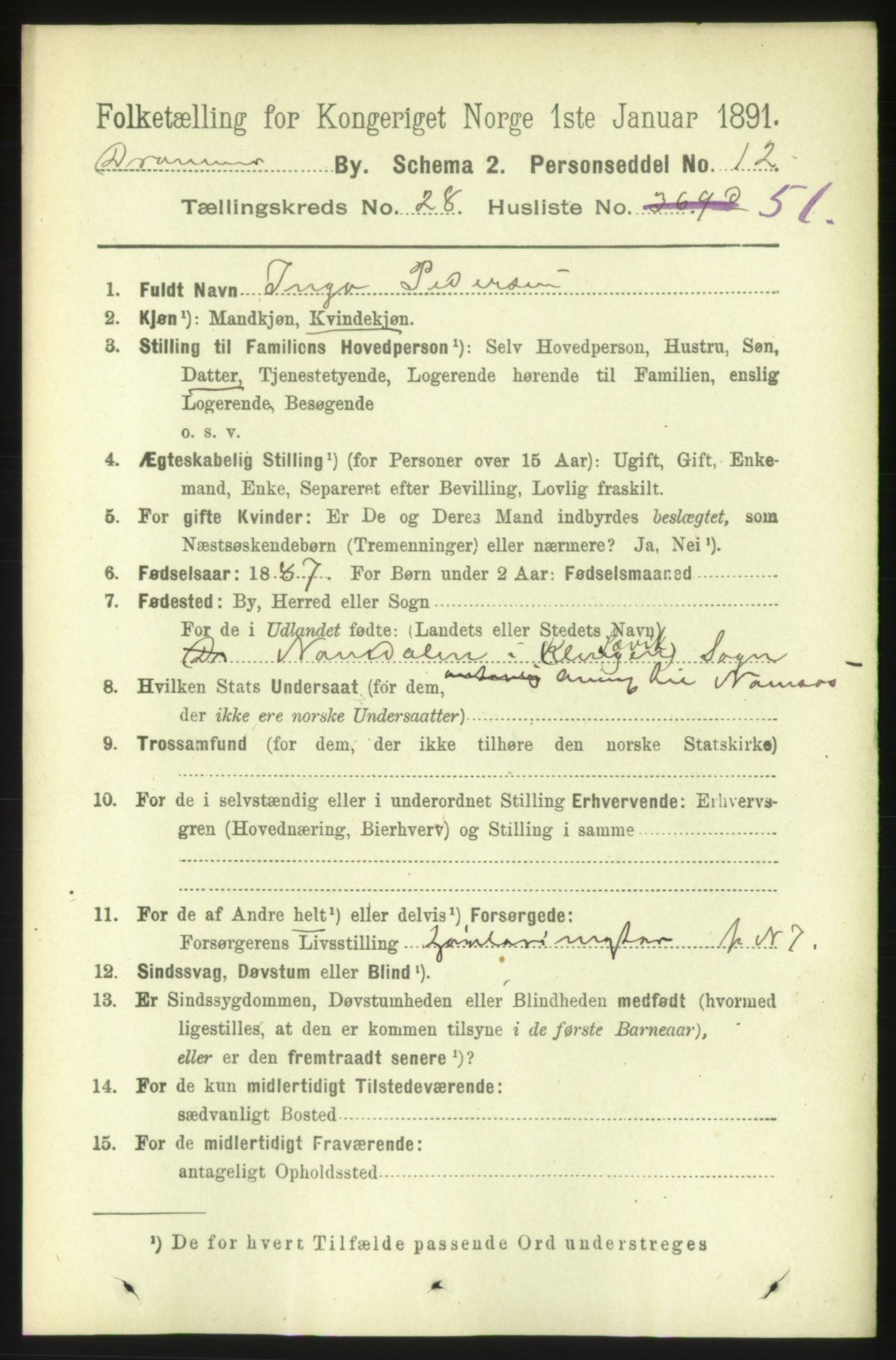 RA, 1891 census for 0602 Drammen, 1891, p. 17333