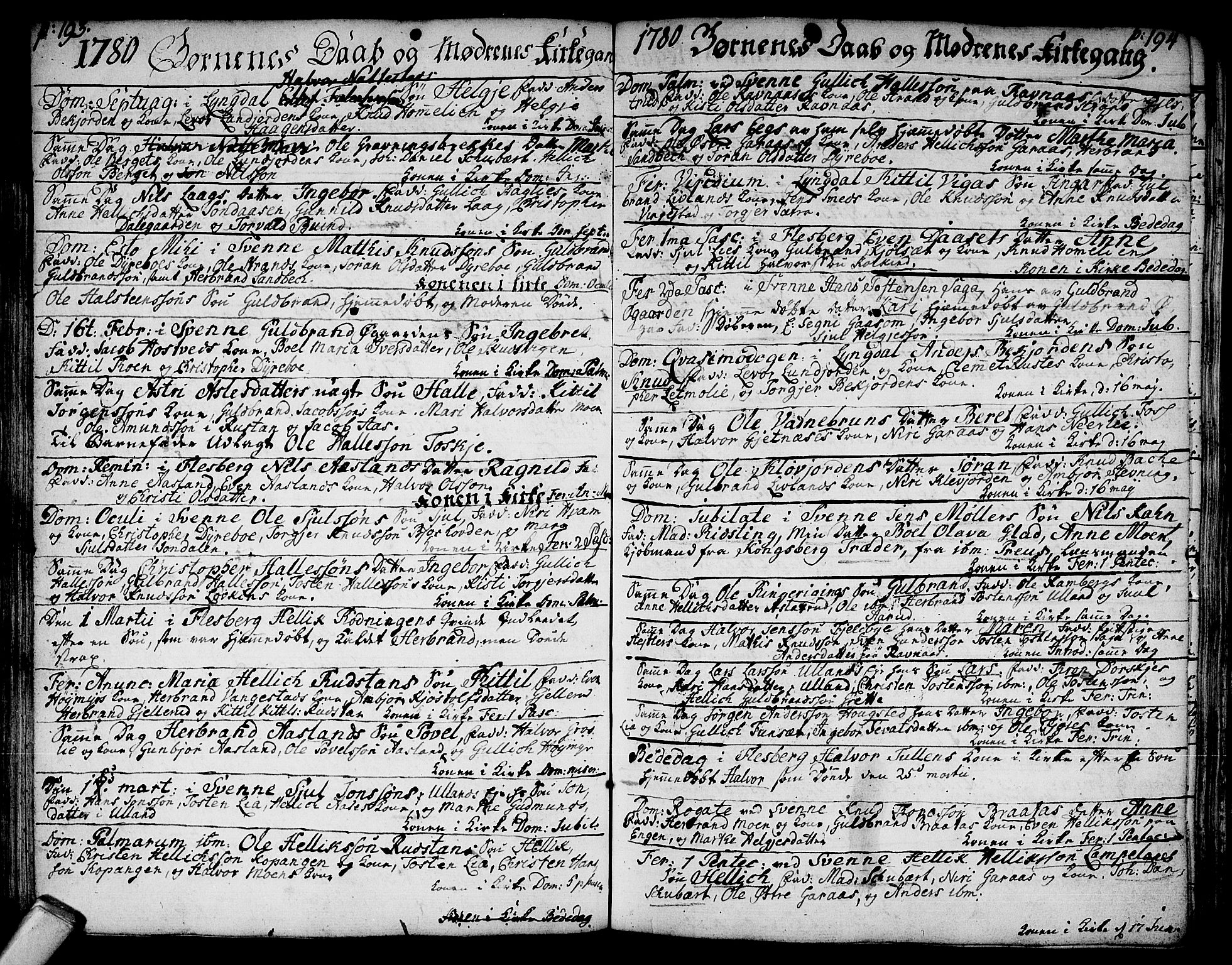 Flesberg kirkebøker, SAKO/A-18/F/Fa/L0003: Parish register (official) no. I 3, 1748-1790, p. 193-194