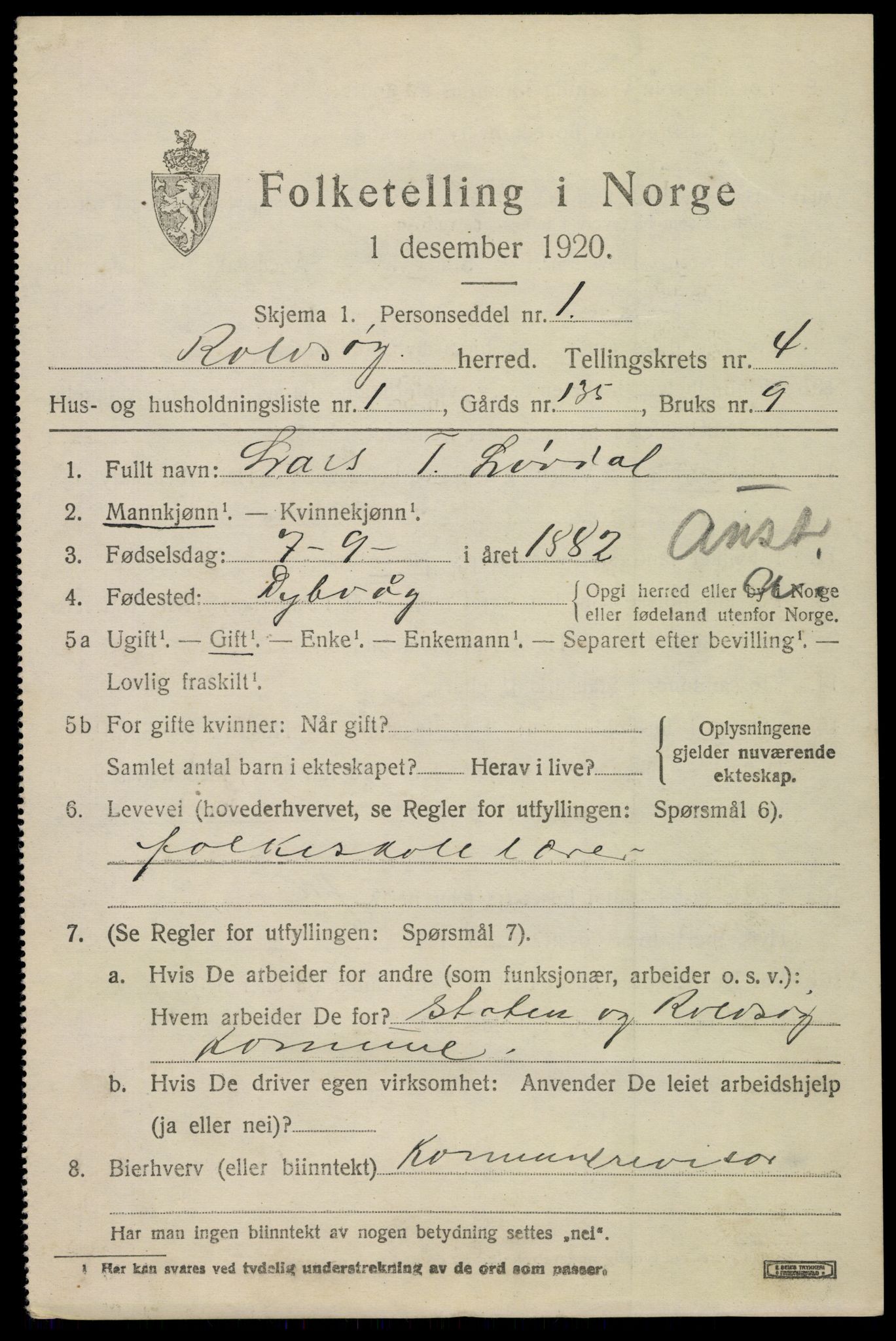 SAO, 1920 census for Rolvsøy, 1920, p. 4369