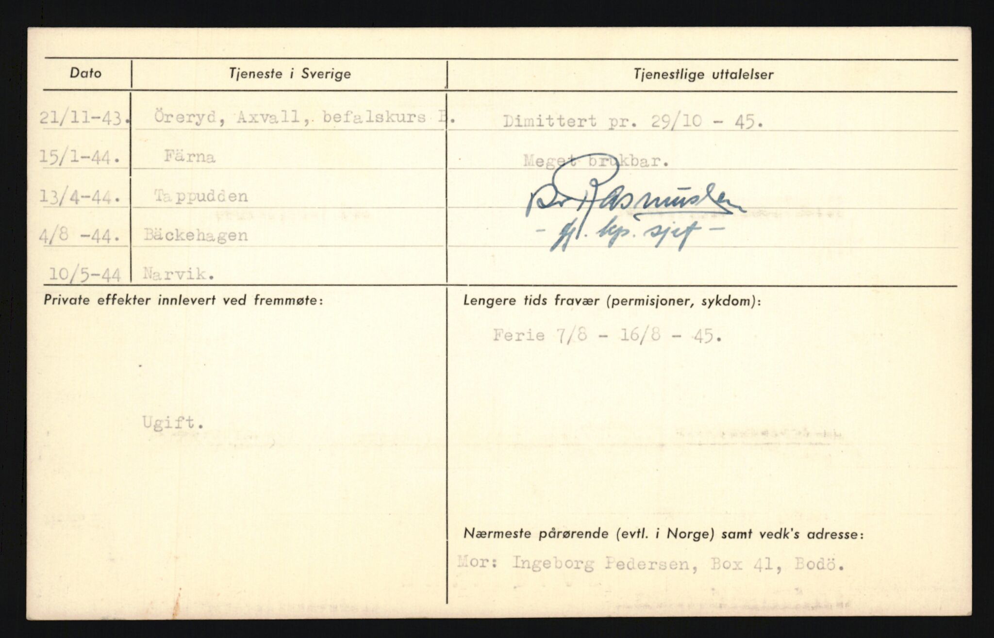 Forsvaret, Sør-Hålogaland landforsvar, AV/RA-RAFA-2552/P/Pa/L0303: Personellmapper for slettet personell, yrkesbefal og vernepliktig befal, født 1917-1920, 1936-1980, p. 66