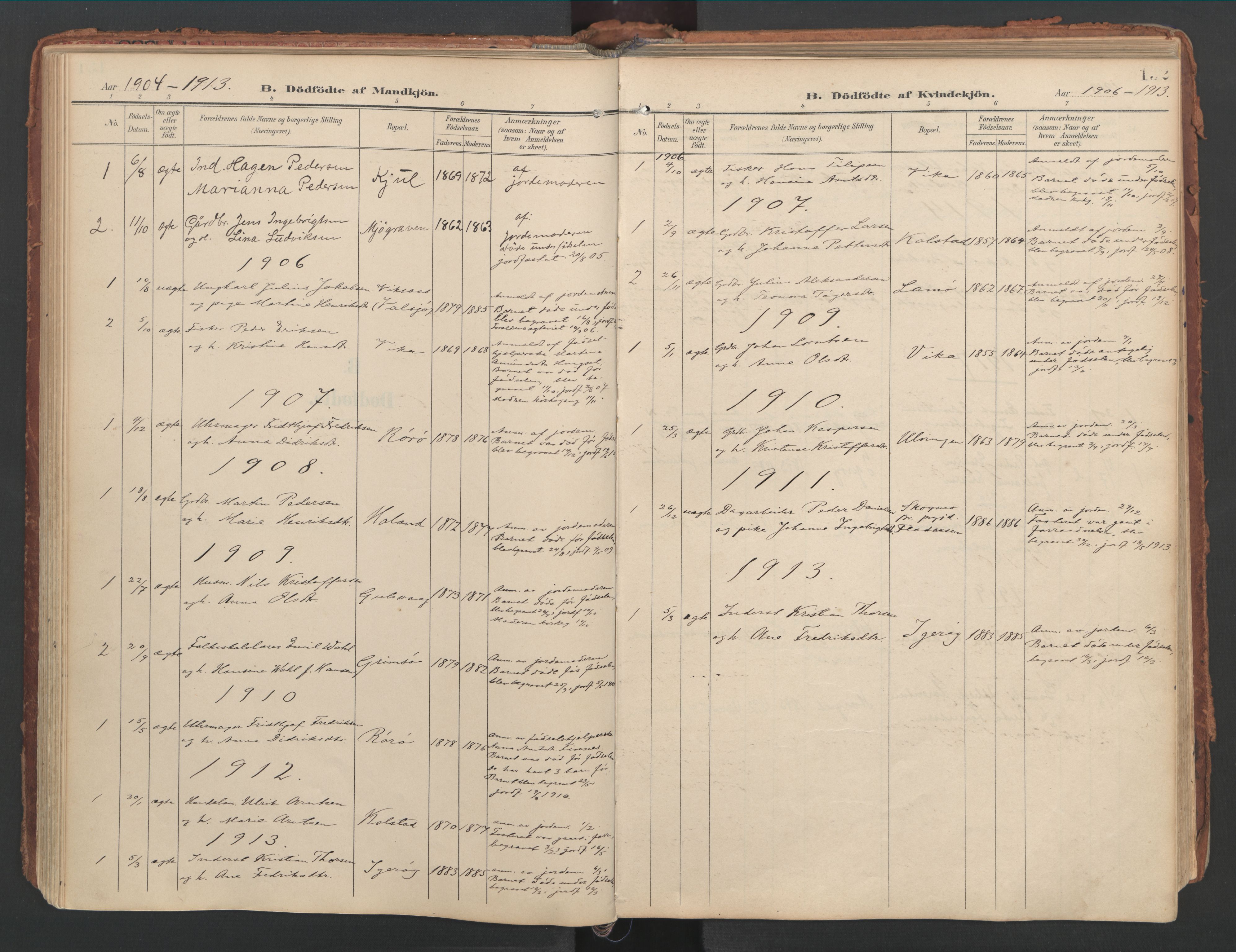 Ministerialprotokoller, klokkerbøker og fødselsregistre - Nordland, AV/SAT-A-1459/816/L0250: Parish register (official) no. 816A16, 1903-1923, p. 132