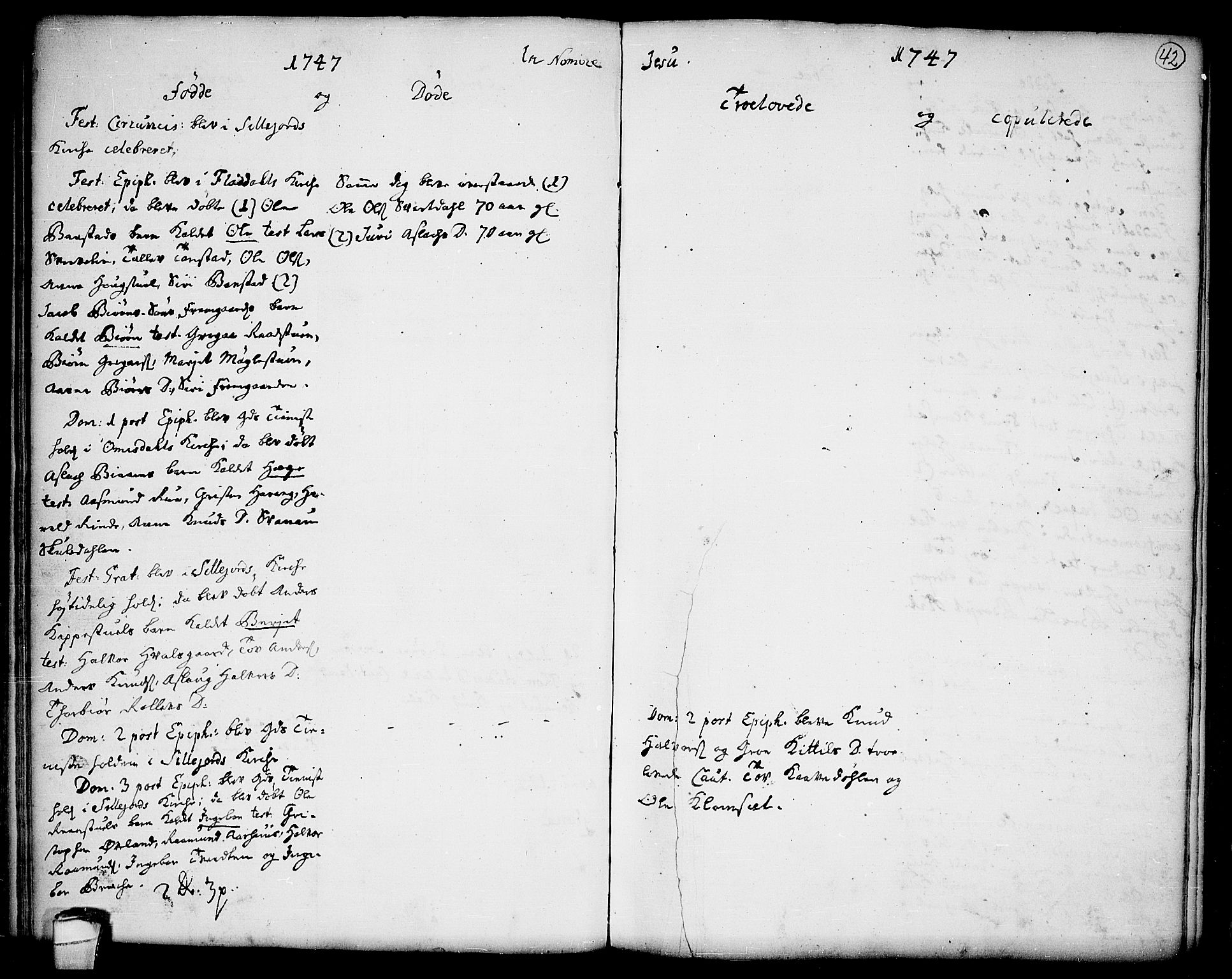 Seljord kirkebøker, SAKO/A-20/F/Fa/L0006: Parish register (official) no. I 6, 1744-1755, p. 42