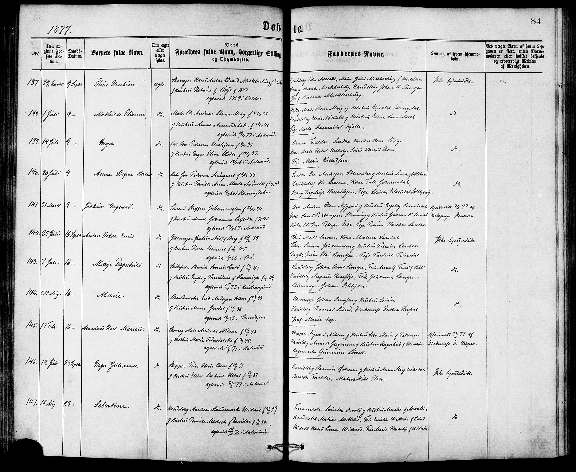 Ministerialprotokoller, klokkerbøker og fødselsregistre - Møre og Romsdal, AV/SAT-A-1454/529/L0453: Parish register (official) no. 529A03, 1872-1877, p. 84