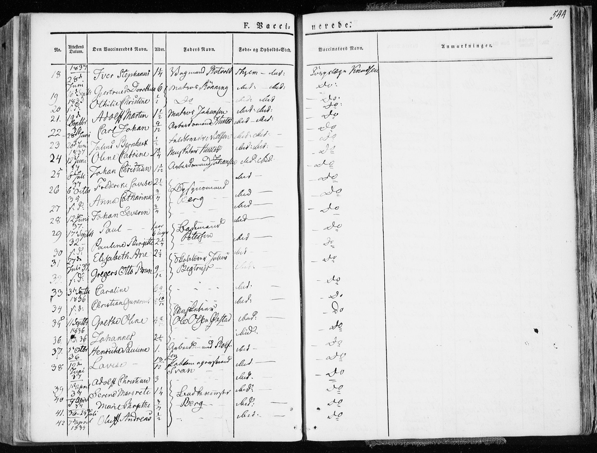 Ministerialprotokoller, klokkerbøker og fødselsregistre - Sør-Trøndelag, AV/SAT-A-1456/601/L0047: Parish register (official) no. 601A15, 1831-1839, p. 544