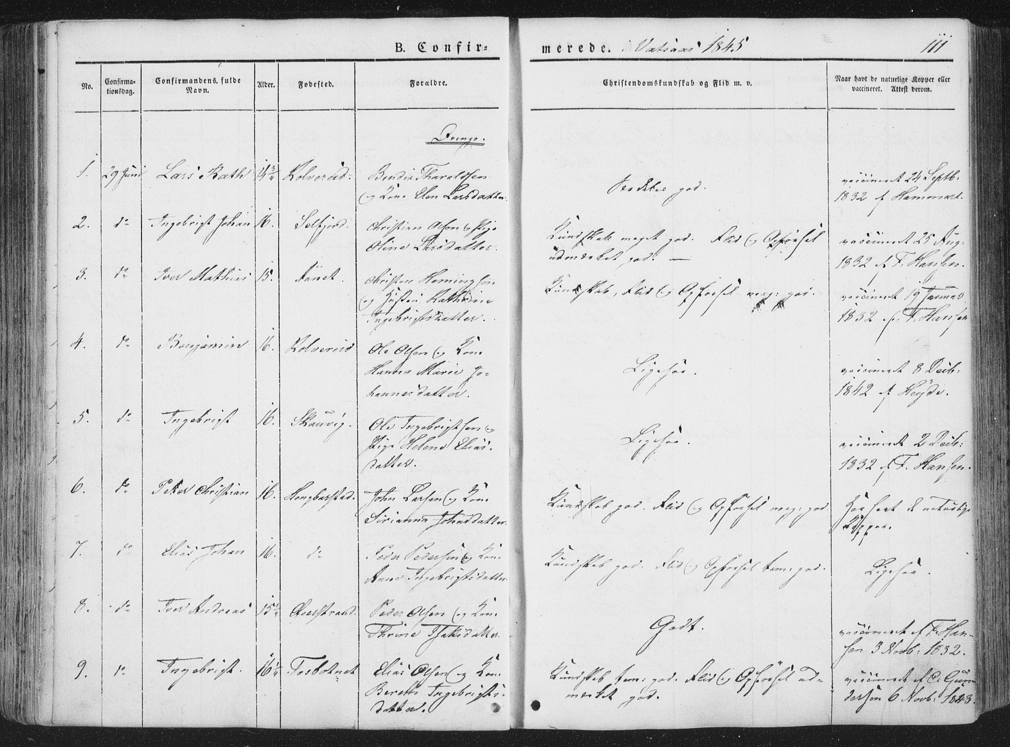 Ministerialprotokoller, klokkerbøker og fødselsregistre - Nordland, AV/SAT-A-1459/810/L0144: Parish register (official) no. 810A07 /1, 1841-1862, p. 111